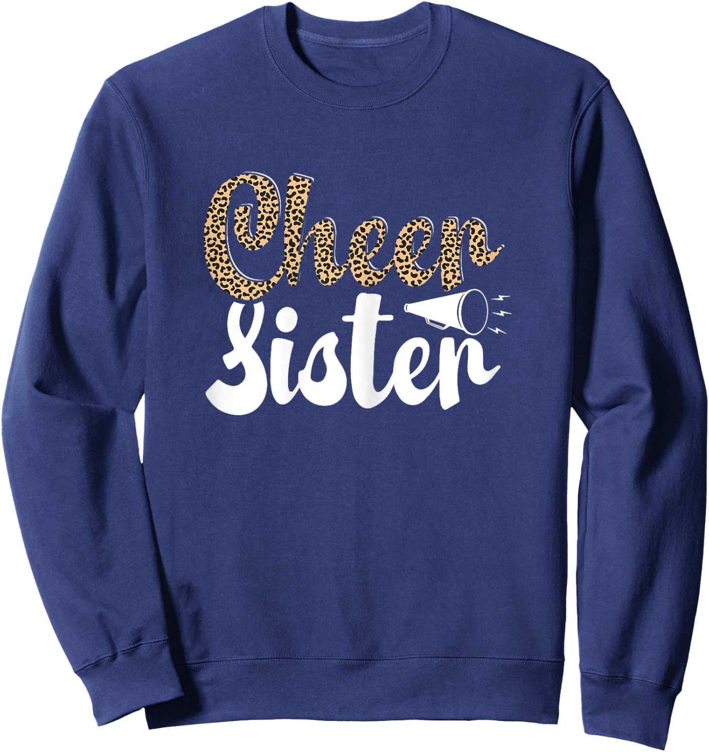Funny Cheerleading Leopard Graphic Women Cheer Sister Sweatshirt - Sweatshirt | Navy