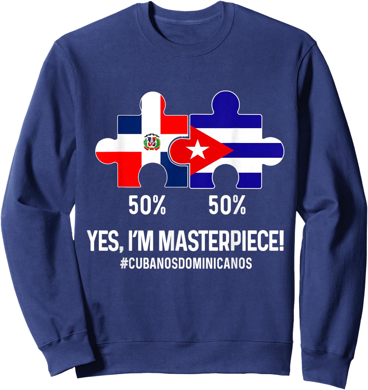 Half Cuban Half Dominican Flag Map Combined Cuba RD Sweatshirt - Sweatshirt | Navy