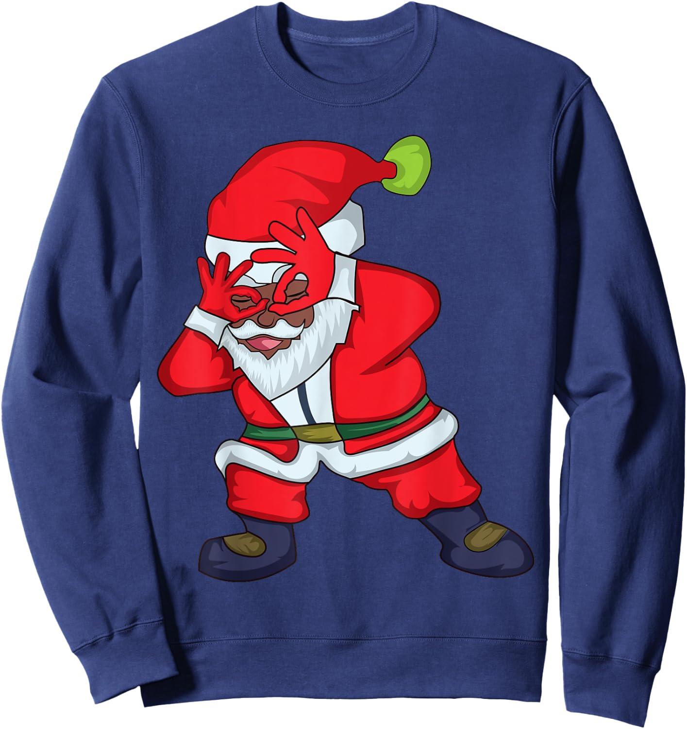 Christmas African American Santa Claus Griddy Dance Sweatshirt - Sweatshirt | Navy