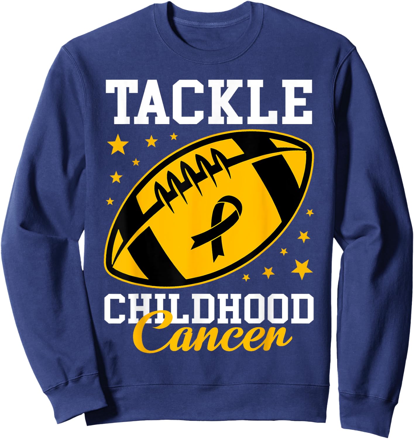 Tackle Childhood Cancer Awareness Ribbon Football Family Kid Sweatshirt - Sweatshirt | Navy