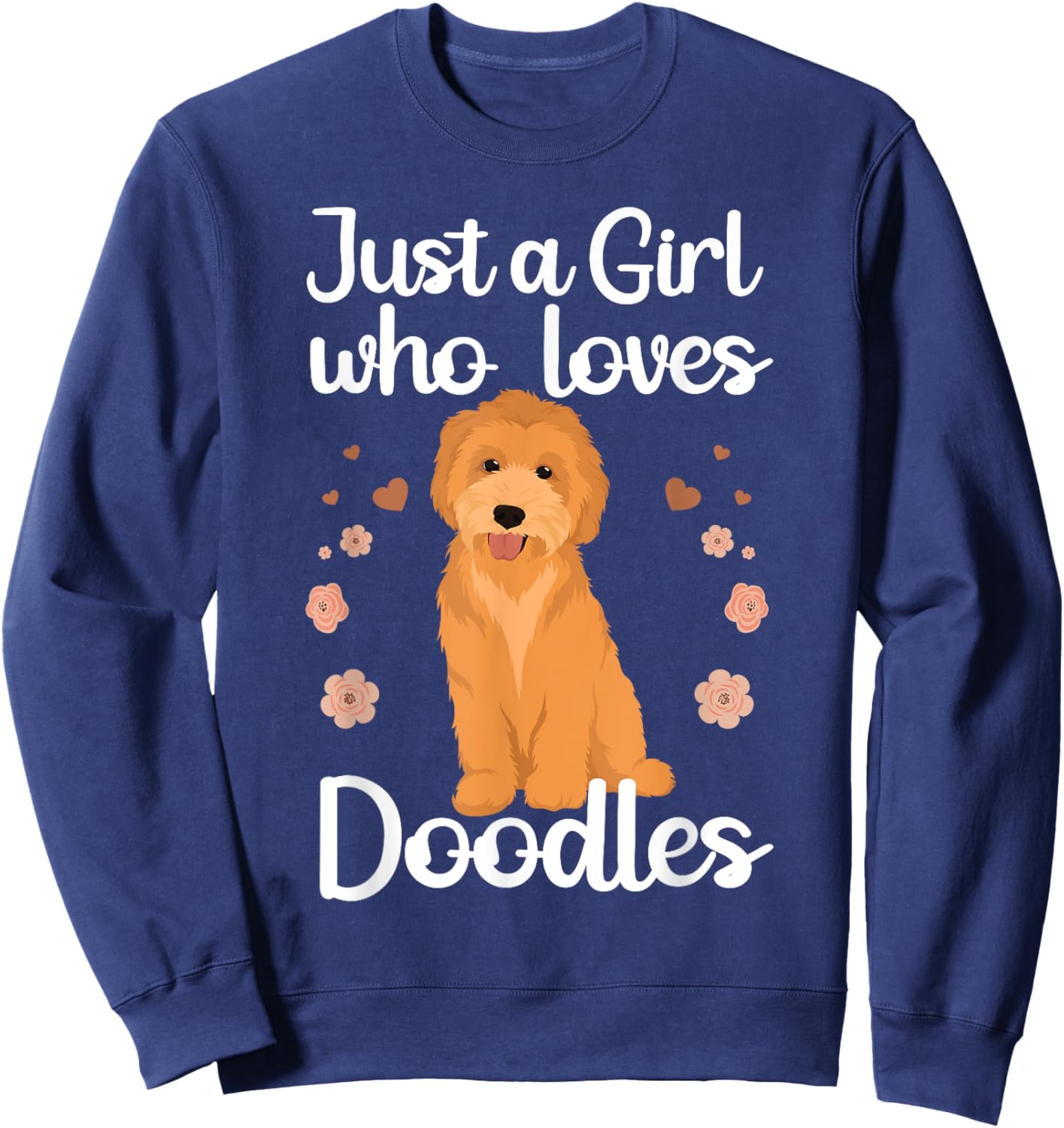 Cute Doodle Art Girls Mom Golden Doodle Dog Lovers Sweatshirt - Sweatshirt | Navy