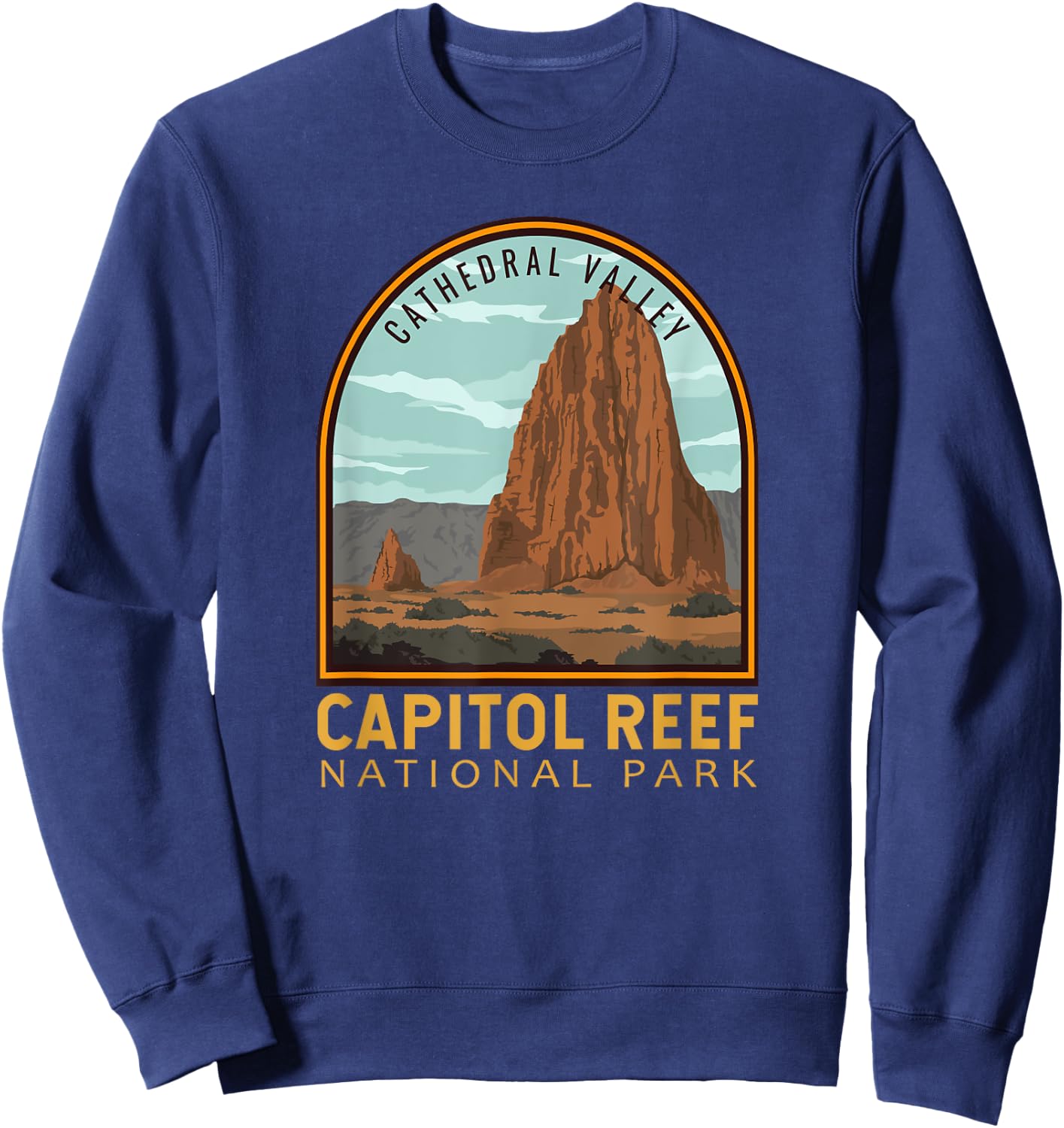 Capitol Reef National Park Cathedral Valley Vintage Emblem Sweatshirt - Sweatshirt | Navy