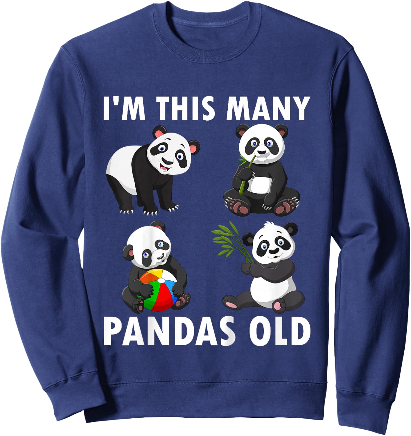 Kids 4 Year Old Boy Pandas Old 4th Birthday Kids Sweatshirt - Sweatshirt | Navy
