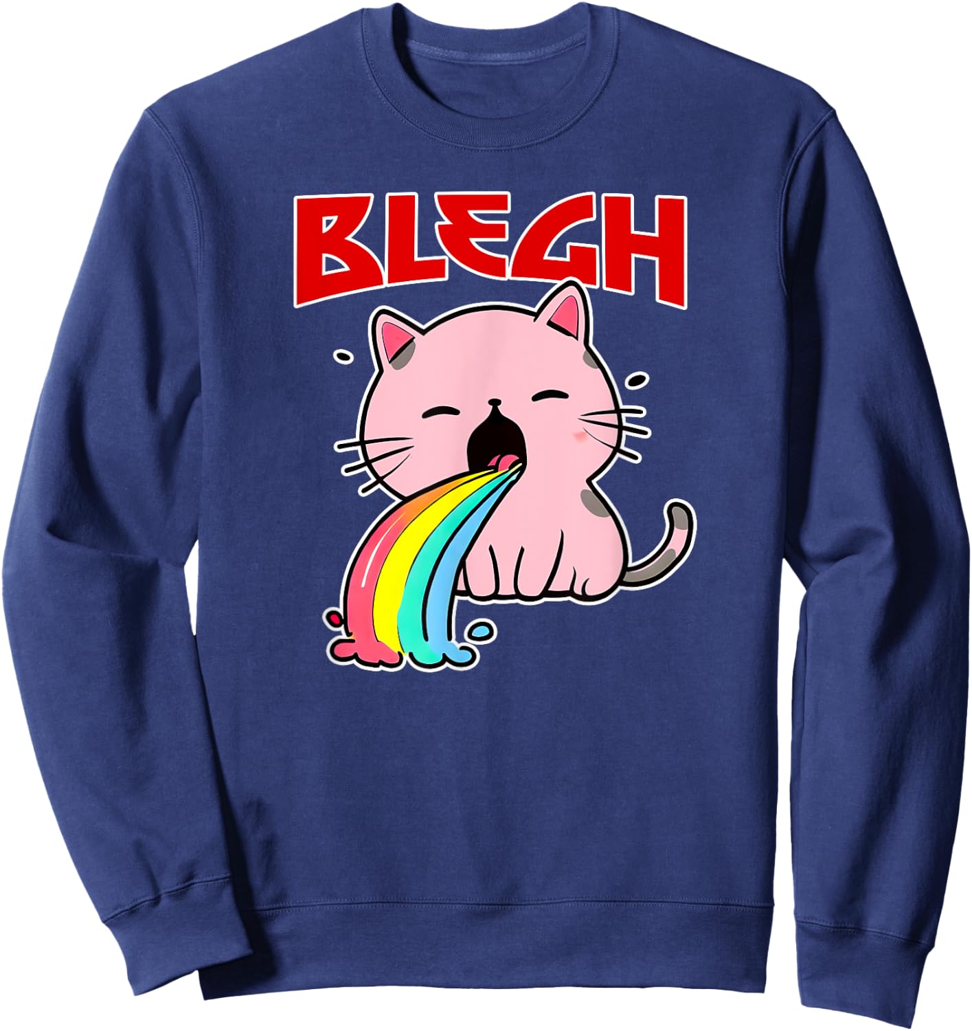 BLEGH Funny death metal cat shirt mosh-pit metalhead clothes Men Women Sweatshirt - Sweatshirt | Navy