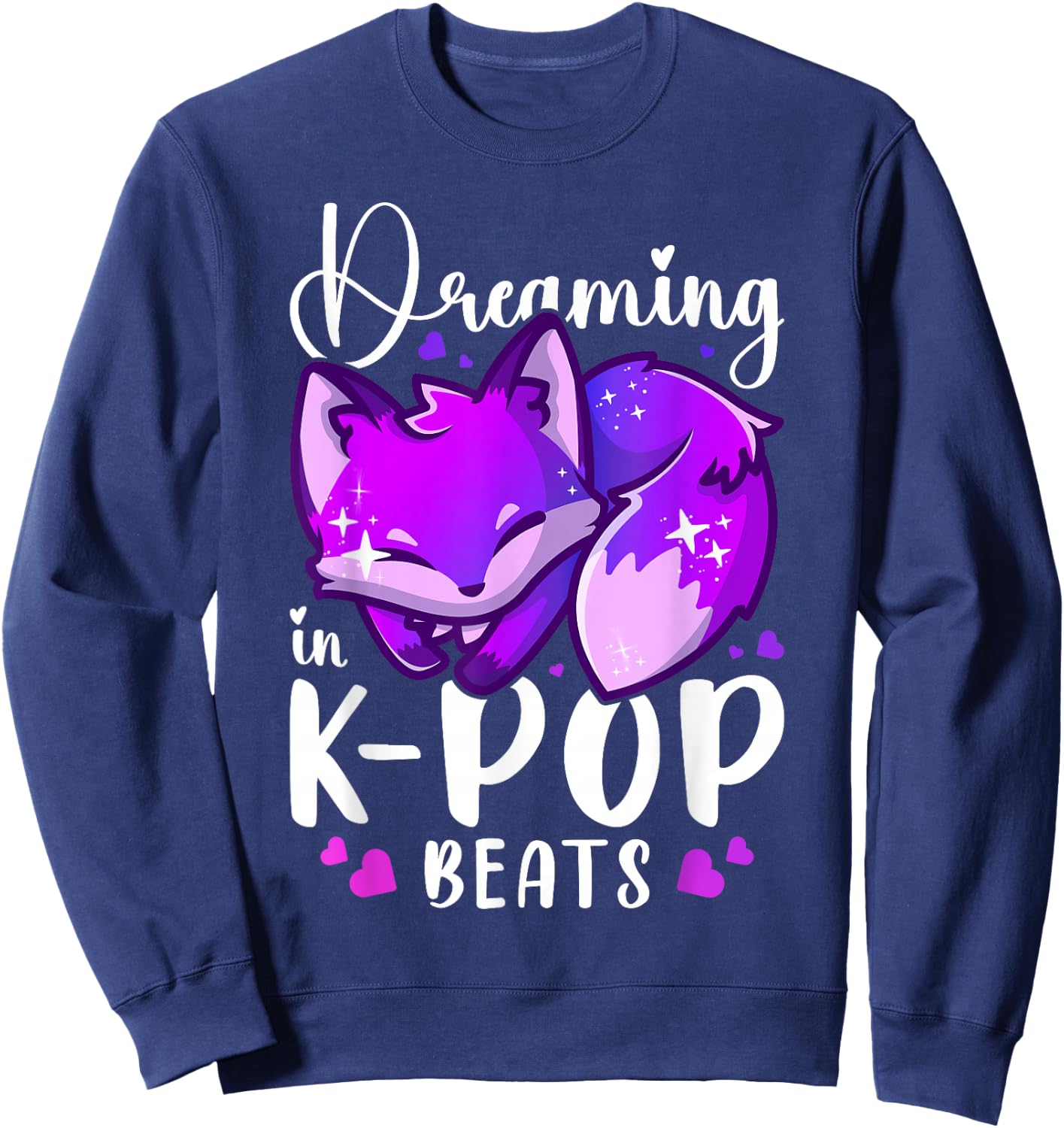 K-Pop Music & Dreams, Sleep Fox, K-Pop Sleep Sweatshirt - Sweatshirt | Navy