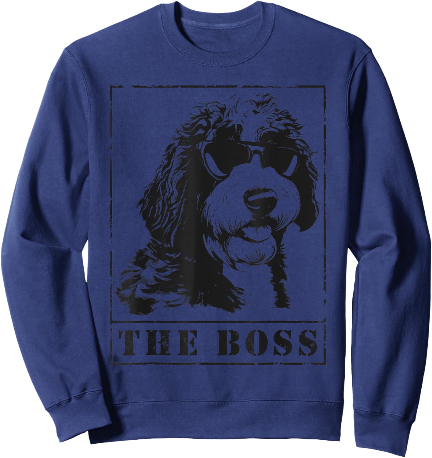 The Funny Sheepadoodle Boss Mom Dad Dog Lover Sweatshirt - Sweatshirt | Navy