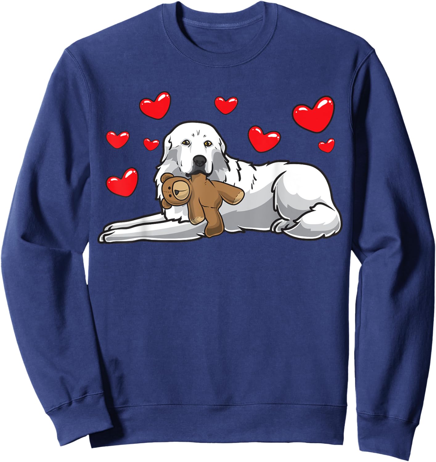Great Pyrenees Gifts by Thembalove -Adults, -Kids Black Cotton Polyester Small Short Sleeve Classic Fit Sweatshirt - Sweatshirt | Navy