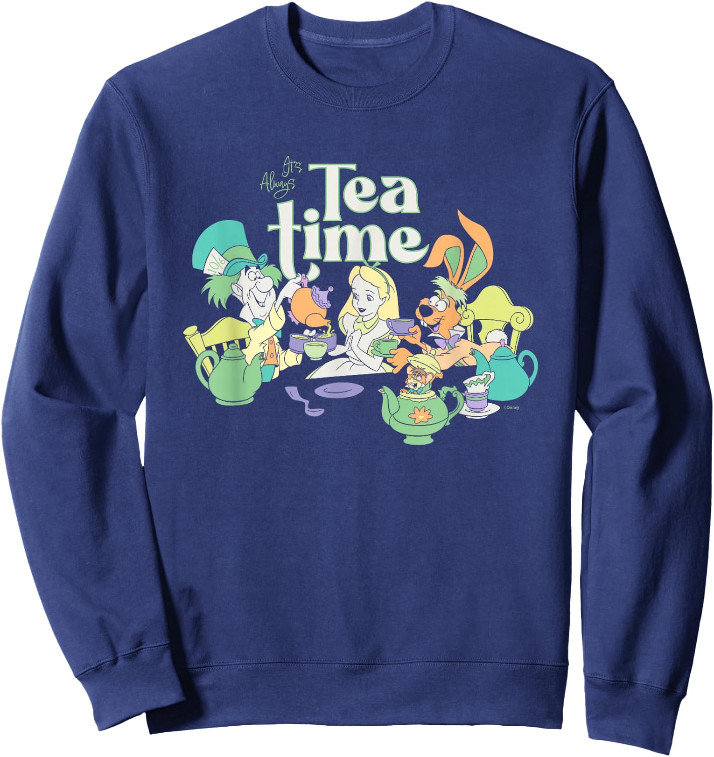 Disney Alice in Wonderland It’s Always Tea Time Vintage Sweatshirt - Sweatshirt | Navy