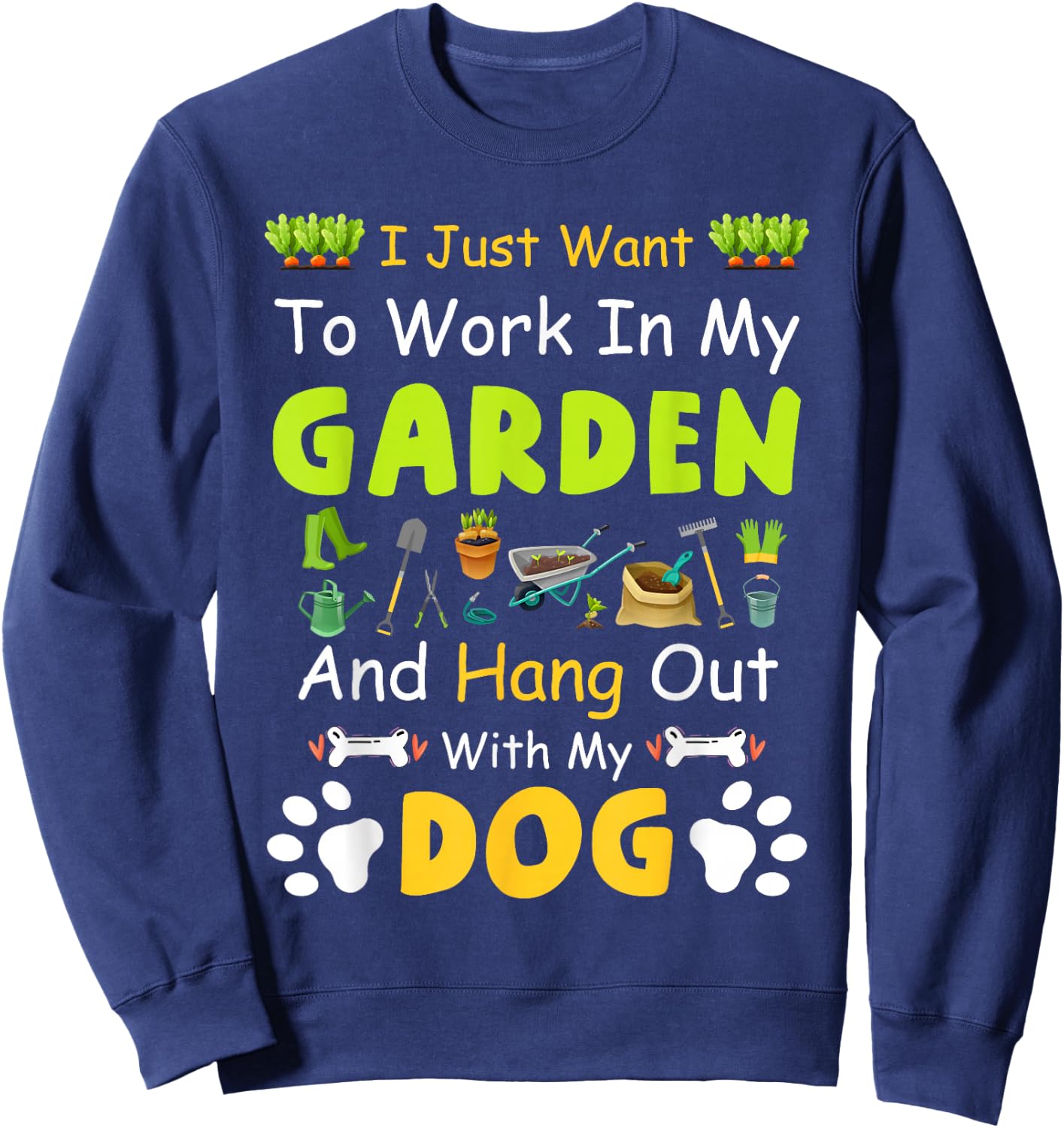 Hang Out With My dog Funny Gardening Dog Lovers - Black, -Adults & Kids, Short Sleeve, Classic Fit, Cotton, Polyester, Small Sweatshirt - Sweatshirt | Navy