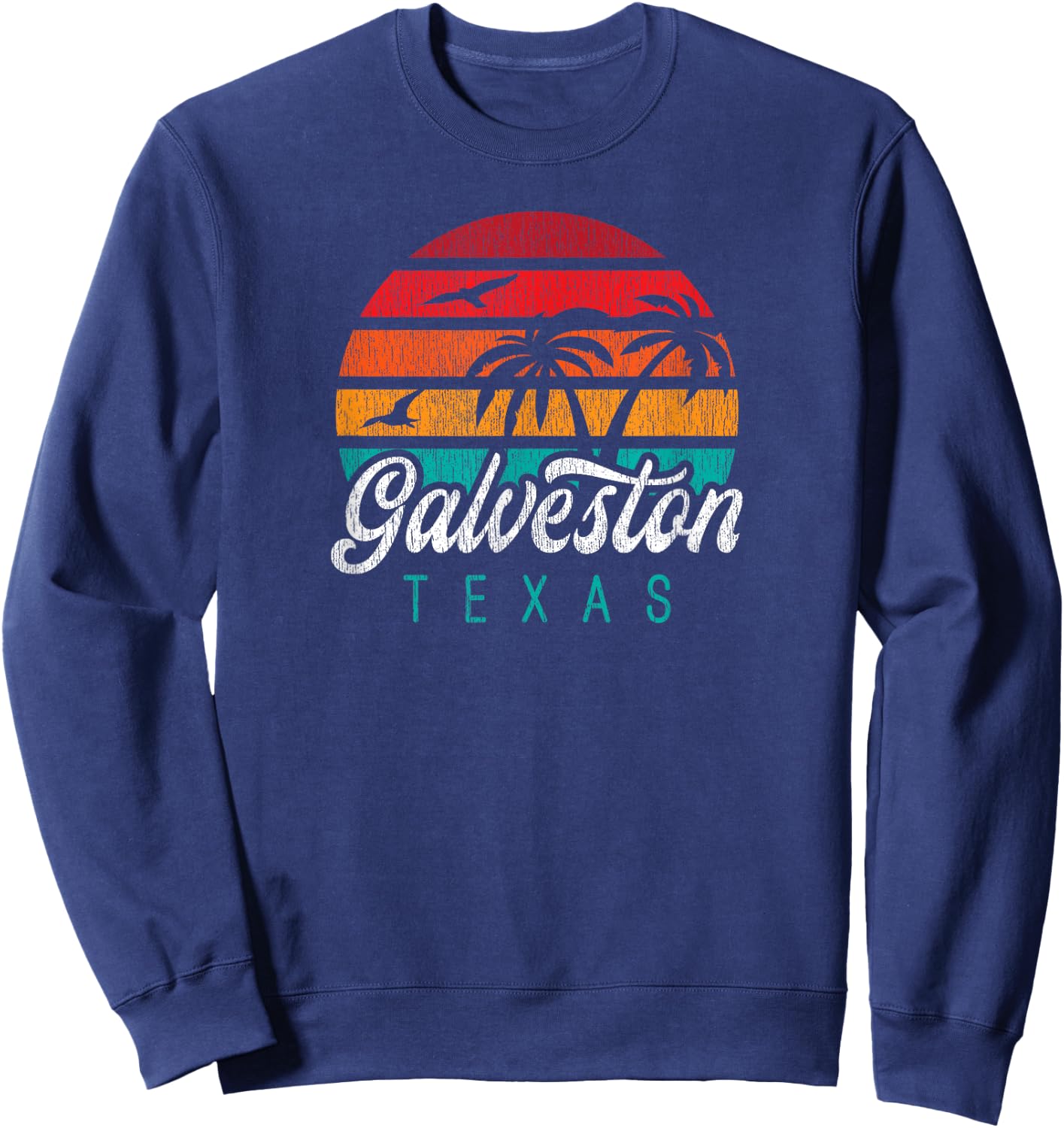 GALVESTON TX, Galveston Texas Sunset Design Sweatshirt - Sweatshirt | Navy