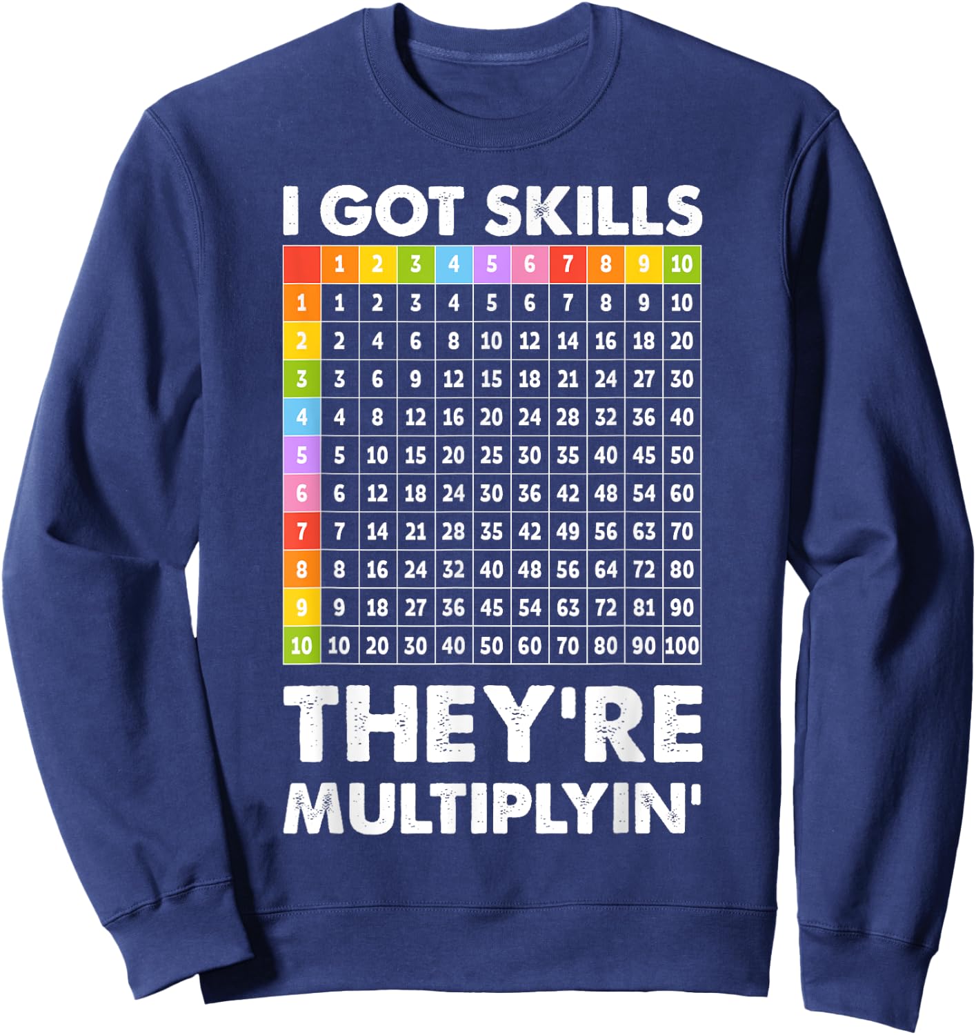 I Got Skills They're Multiplying Nerd Funny Math Teacher Sweatshirt - Sweatshirt | Navy