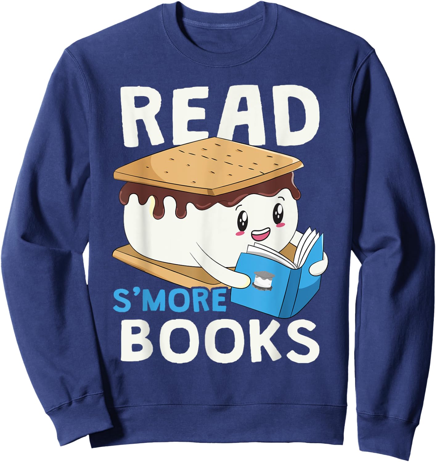 Read S'more Books Camping Bookworm Boy Cute Librarian Smores Sweatshirt - Sweatshirt | Navy