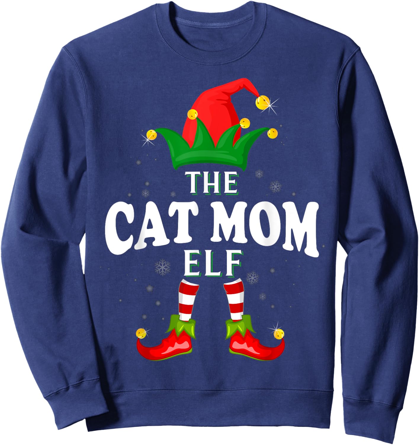 Xmas Cat mom Elf Family Matching Christmas Pajama Sweatshirt - Sweatshirt | Navy