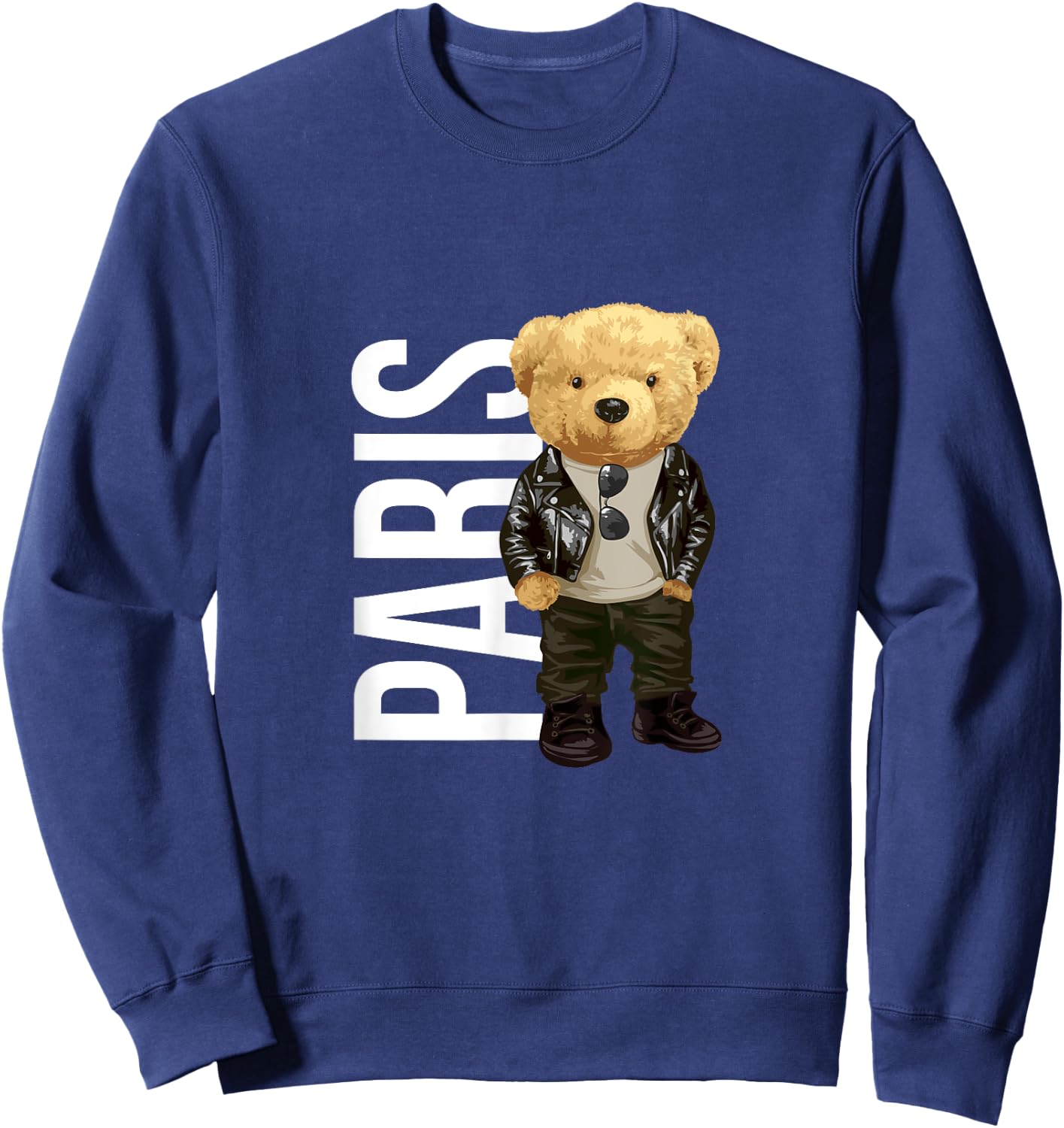 Cool Teddy Bear in Paris France Illustration Graphic Designs Sweatshirt - Sweatshirt | Navy