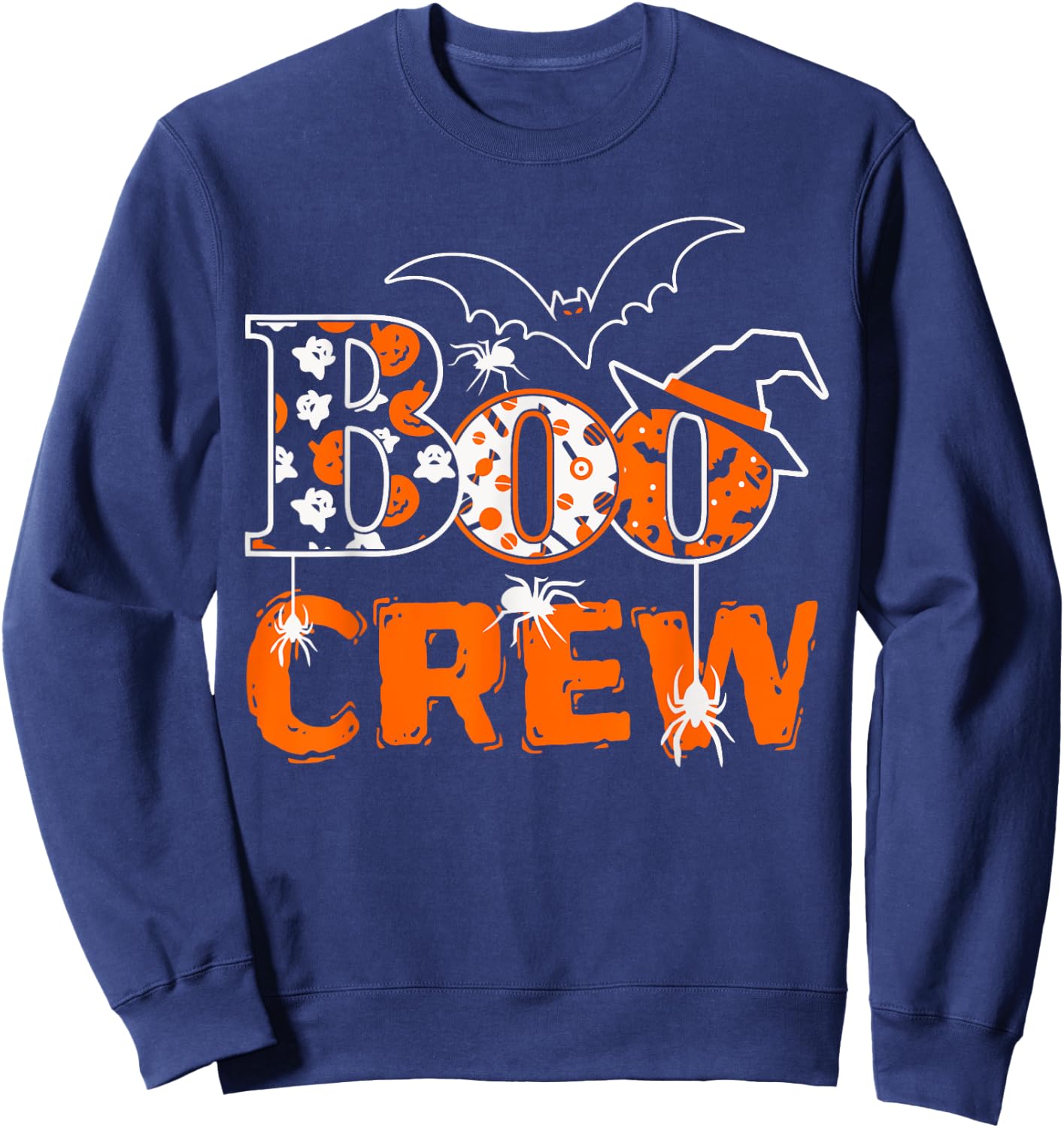 Halloween The Boo Crew - Spooky Spiders and Bats Fun Family Sweatshirt - Sweatshirt | Navy