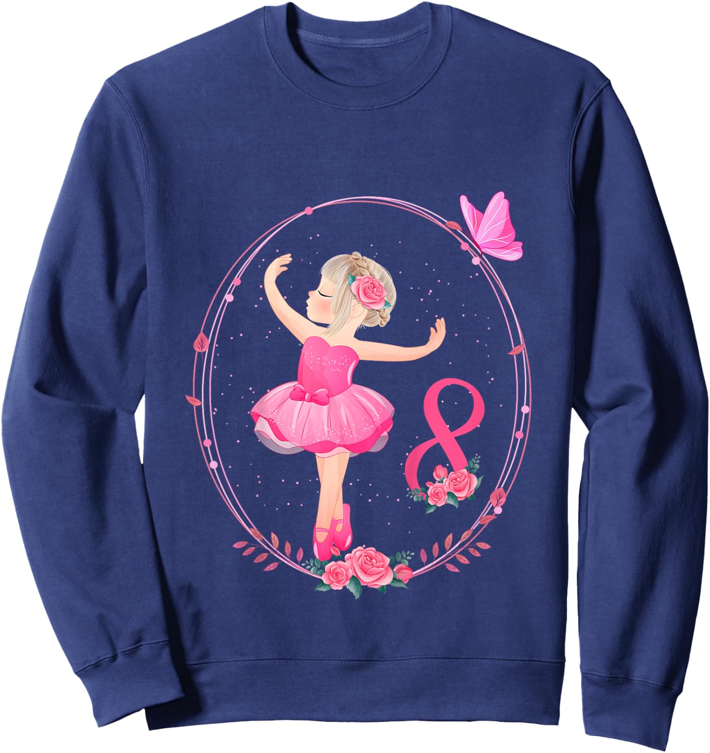 8th Birthday Ballerina in Tutu Girl Ballet 8 Years Sweatshirt - Sweatshirt | Navy