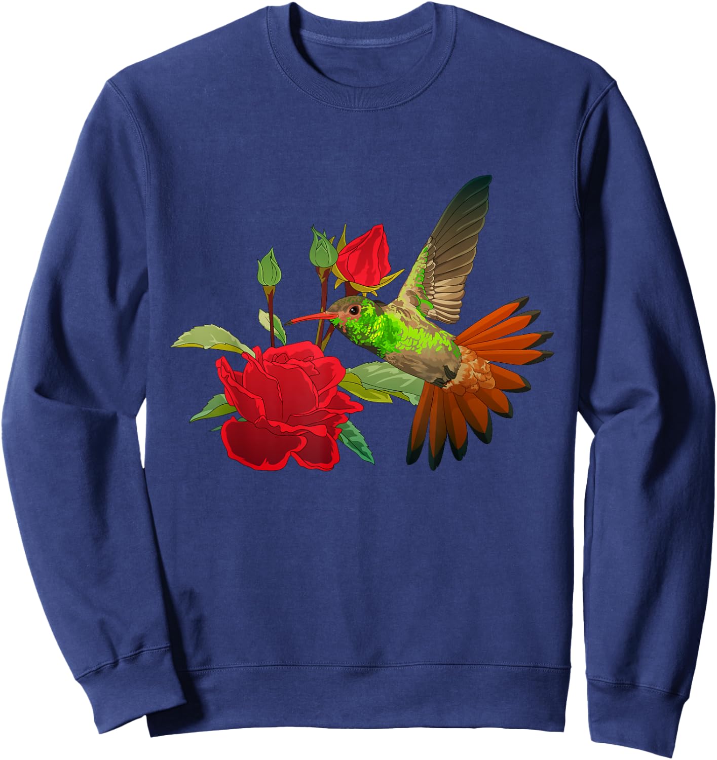 Hummingbird with flower Sweatshirt - Sweatshirt | Navy