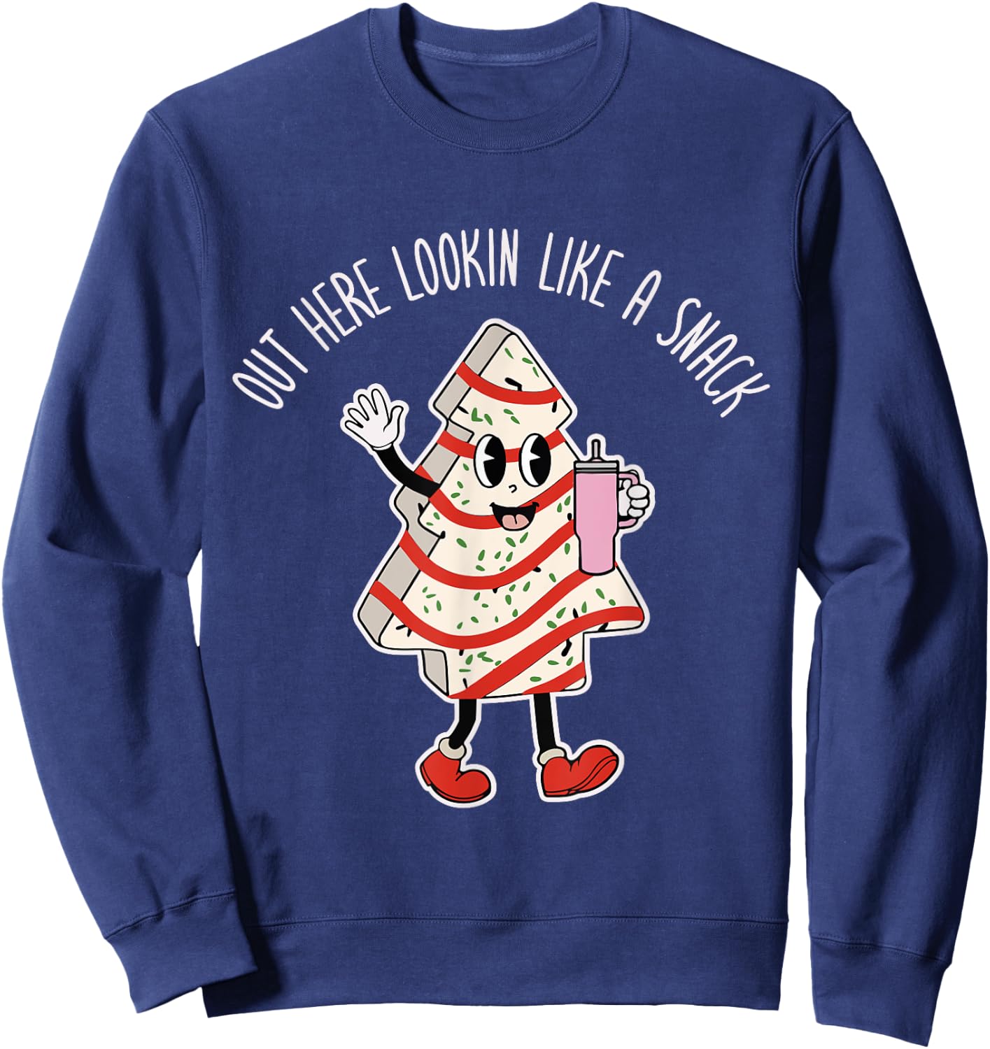 Out Here Looking Like A Snack Groovy Boo Jee Christmas Tree Sweatshirt - Sweatshirt | Navy