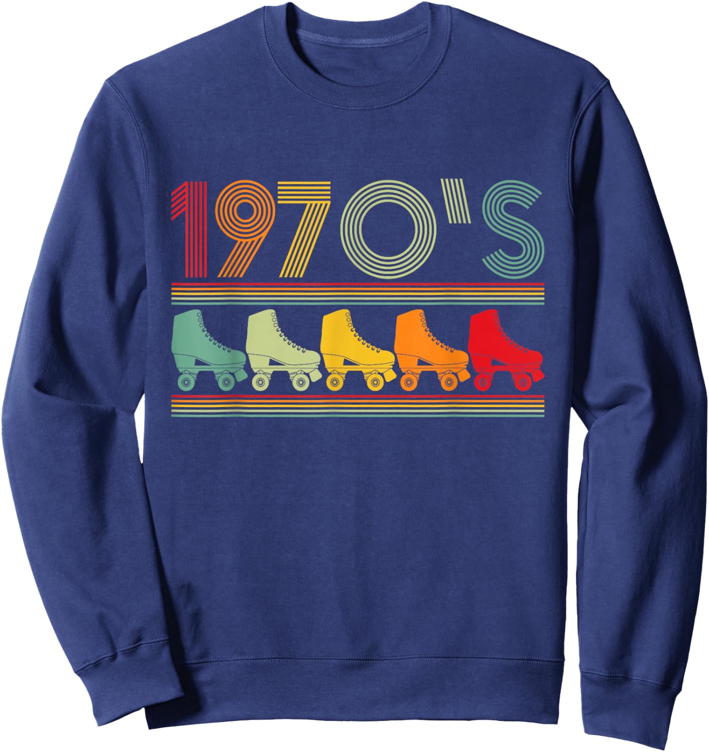1970's - Speed Roller Skating Roller Derby Skate Skaters Sweatshirt - Sweatshirt | Navy
