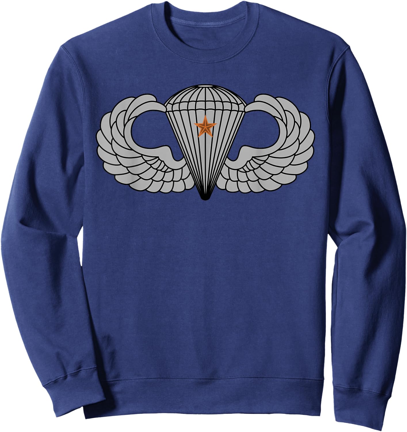 US Army Parachutist Badge Combat Star - Airborne Jump Wings Sweatshirt - Sweatshirt | Navy
