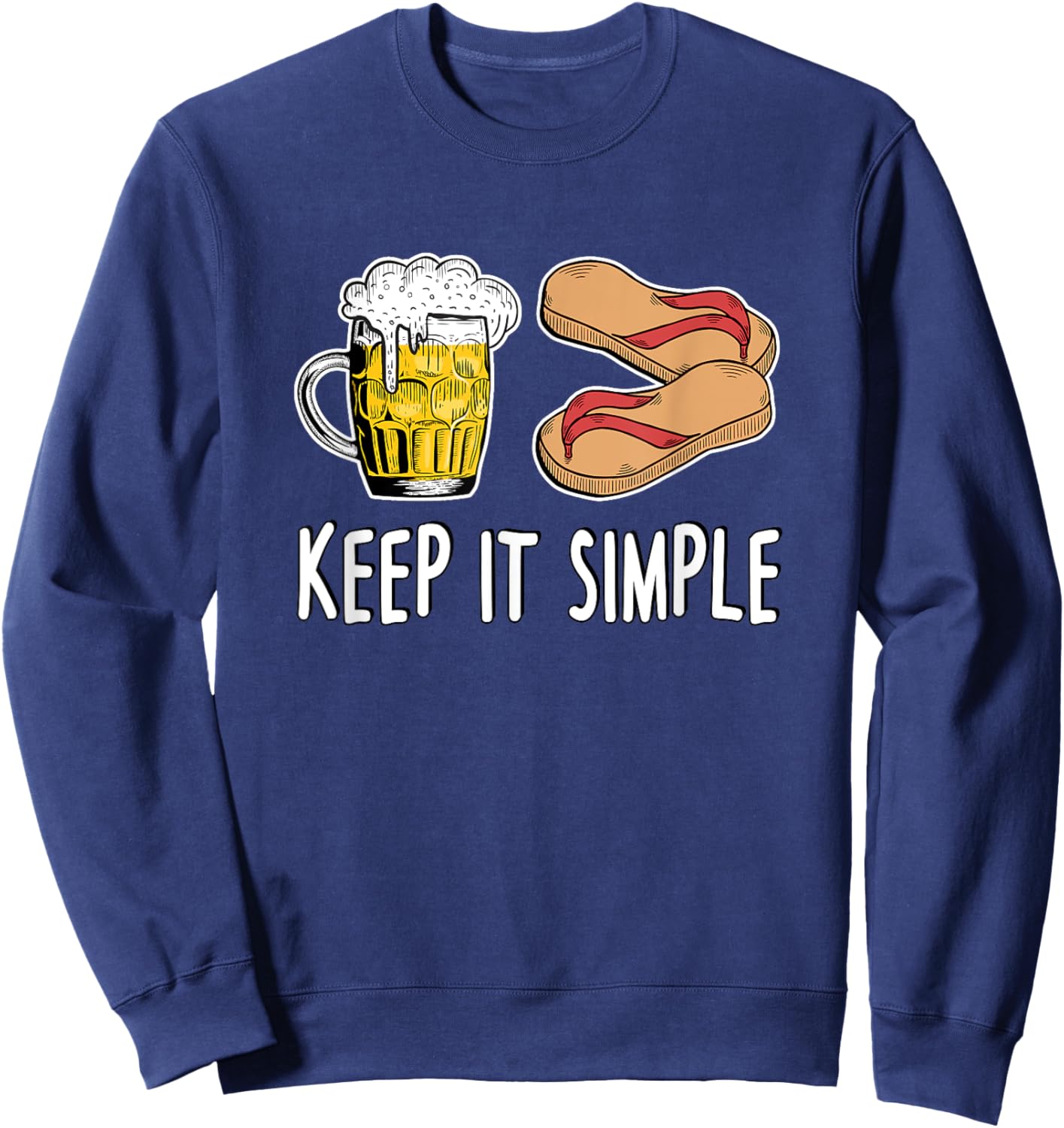 Keep It Simple - Beer And Flip Flops Sweatshirt - Sweatshirt | Navy