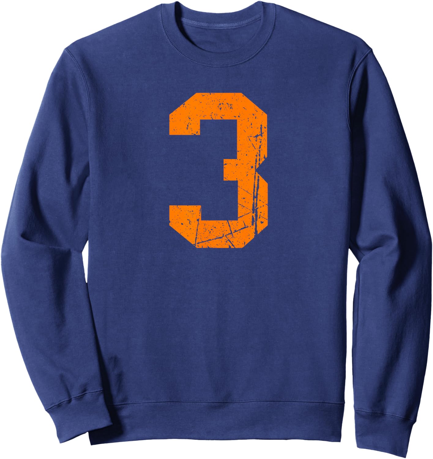 Vintage Orange Sports Team Number #3 Sweatshirt - Sweatshirt | Navy