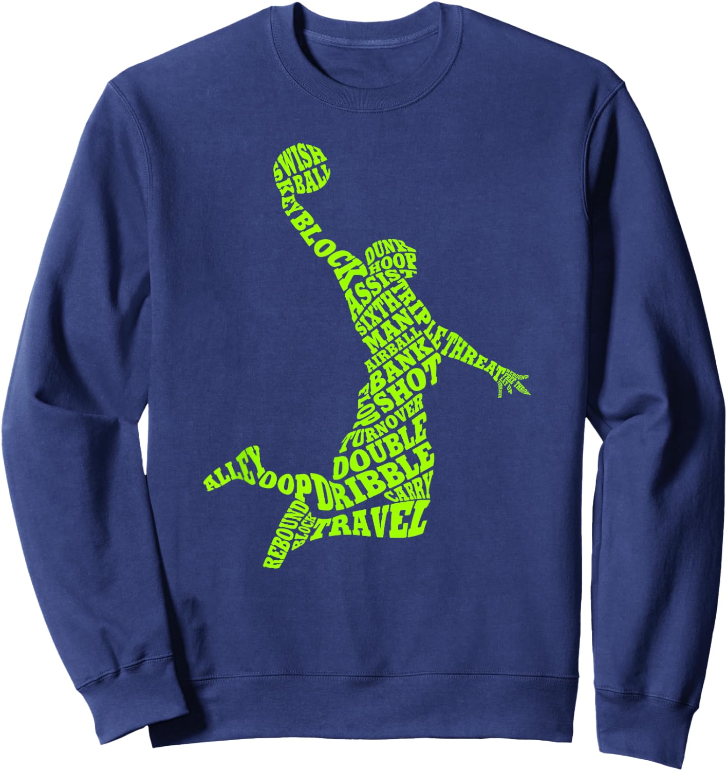 Basketball Player Typography Word Art Sweatshirt - Sweatshirt | Navy