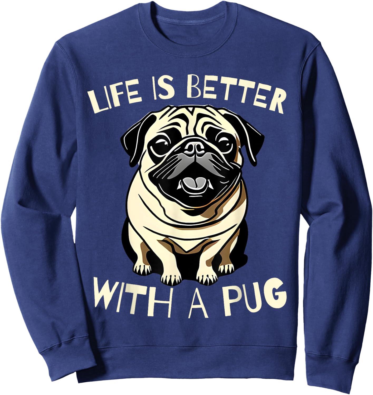 Pug Dog Lover Funny Pug Owner Men Kids Cute Sweatshirt - Sweatshirt | Navy