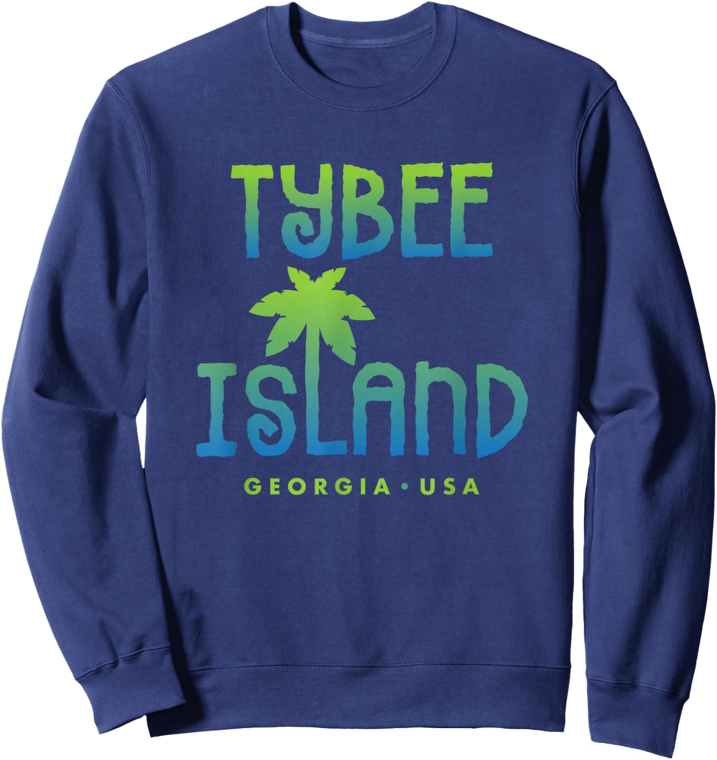Tybee Island Georgia Typographic Design Sweatshirt - Sweatshirt | Navy