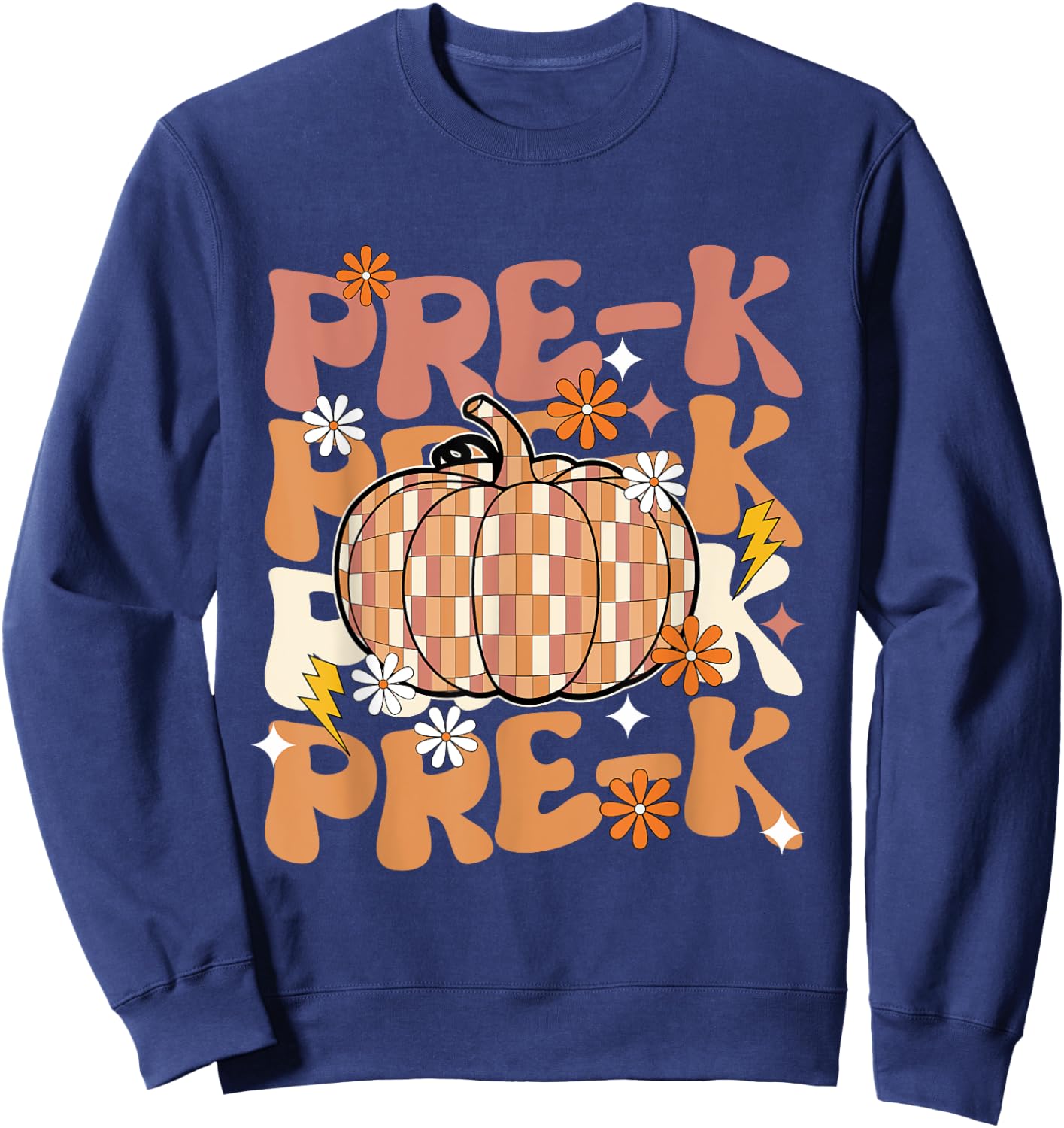 Pre-K Teacher Thanksgiving, Halloween Fall Pumpkin Teacher Sweatshirt - Sweatshirt | Navy