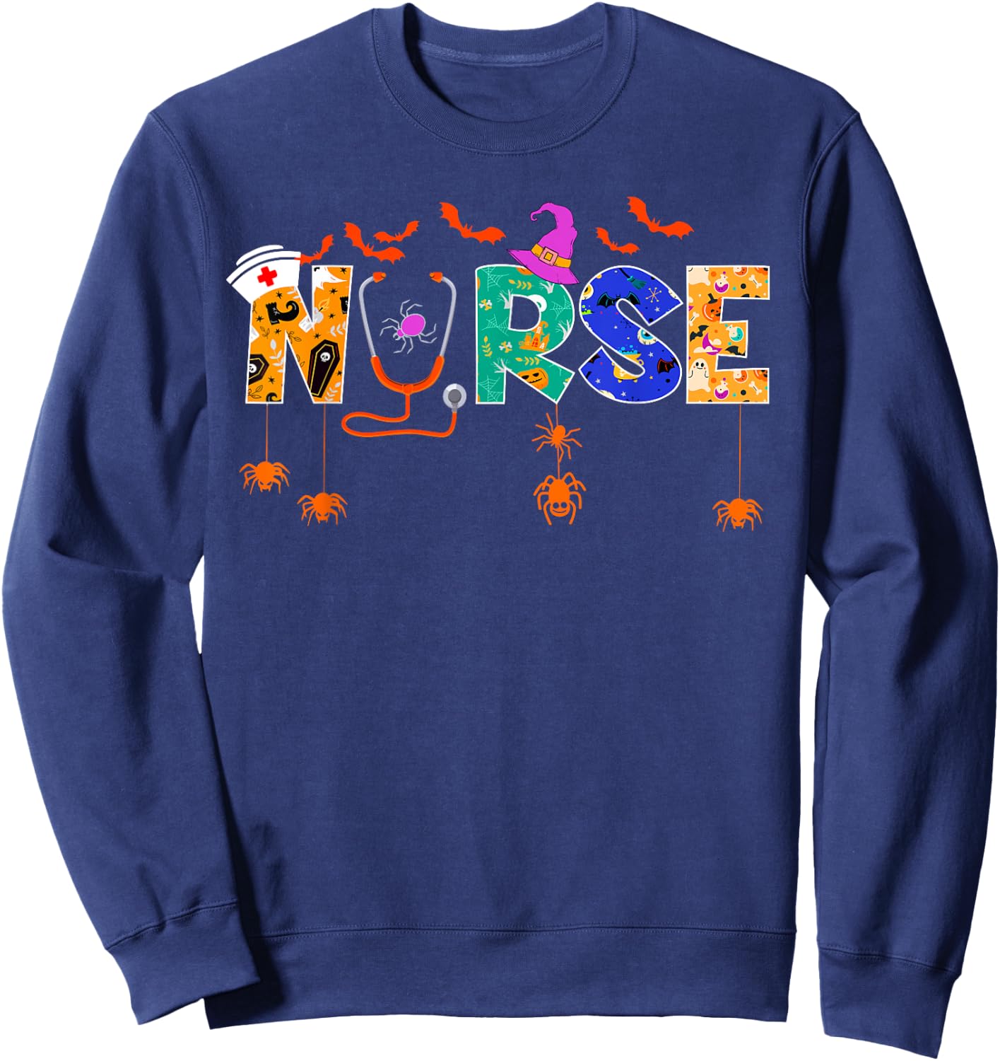 Nurse Halloween Gifts Spooky Nursing Halloween Sweatshirt - Sweatshirt | Navy