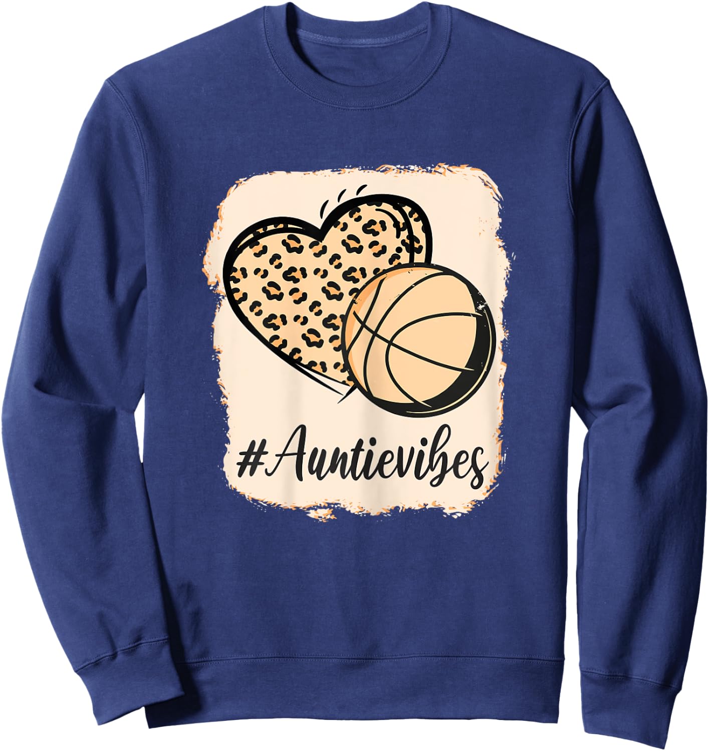 Bleached Basketball Vibes Auntie Messy Bun Love Ball Aunt Sweatshirt - Sweatshirt | Navy