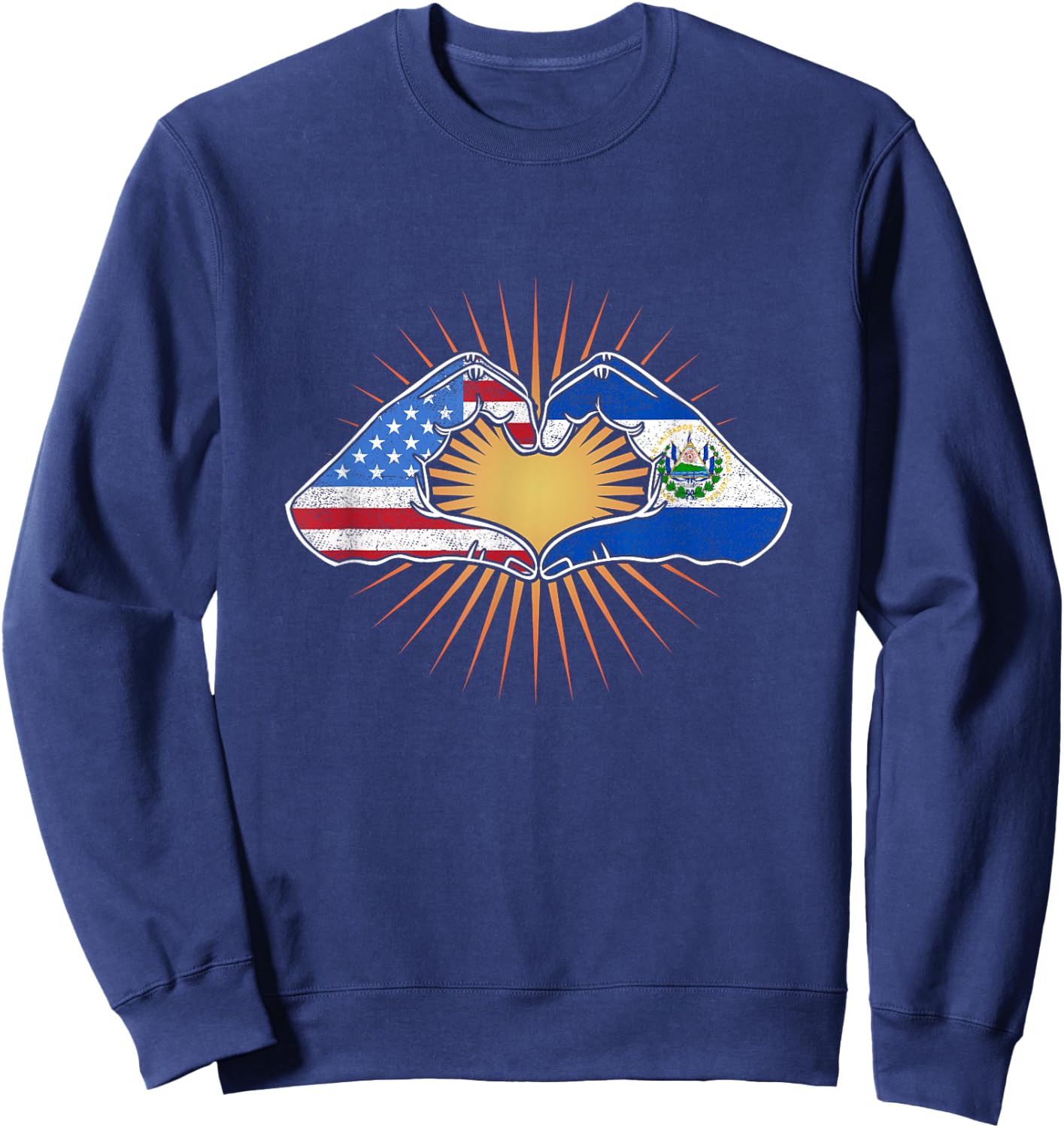 Heart Hands USA and El Salvador Sweatshirt - Sweatshirt | Navy
