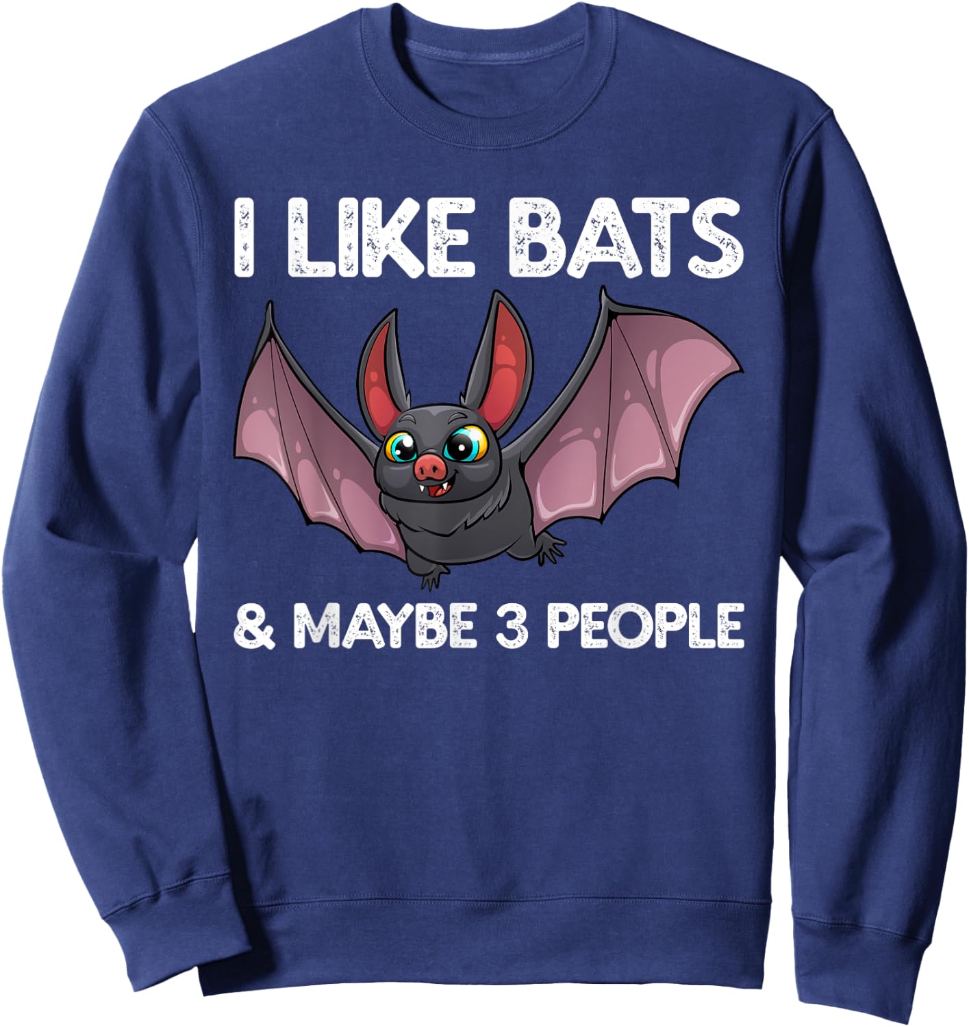 Cute Bat Art Women Nocturnal Bird Creature Bat Lover Sweatshirt - Sweatshirt | Navy
