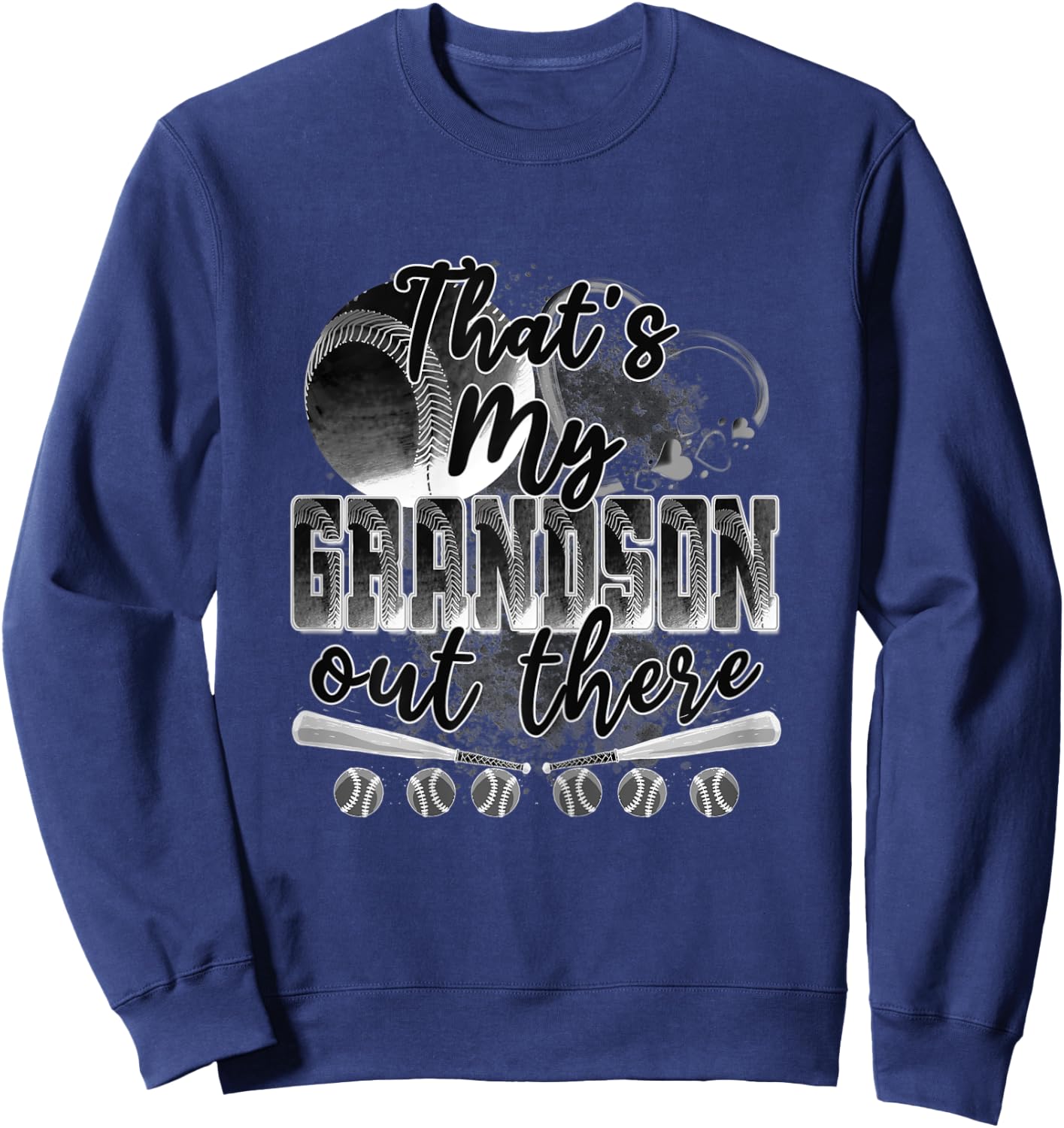 That's My Grandson Out There Gifts Women Baseball Grandma Sweatshirt - Sweatshirt | Navy
