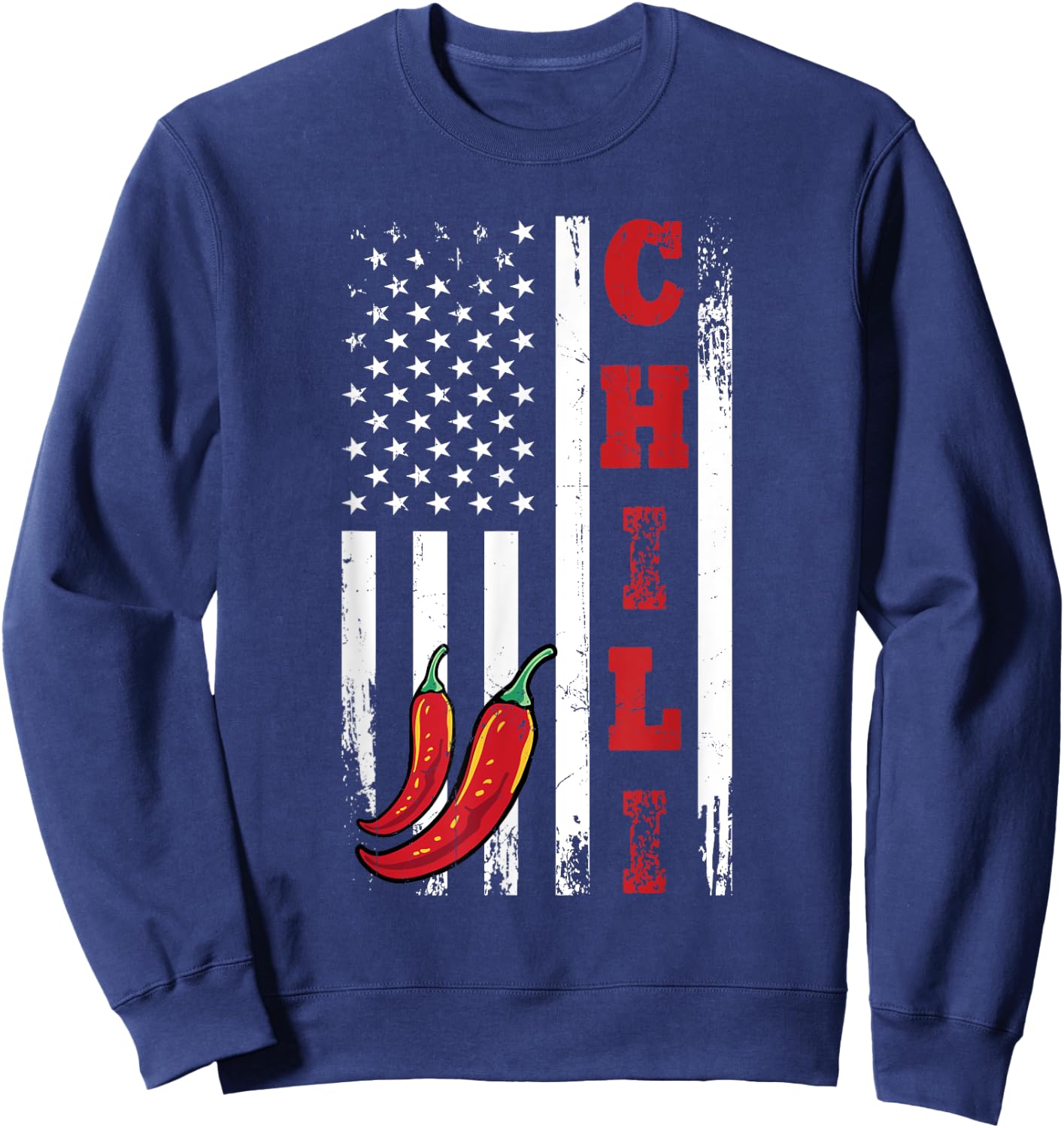 America Chili USA Flag Spicy Red Pepper 4th Of July Sweatshirt - Sweatshirt | Navy