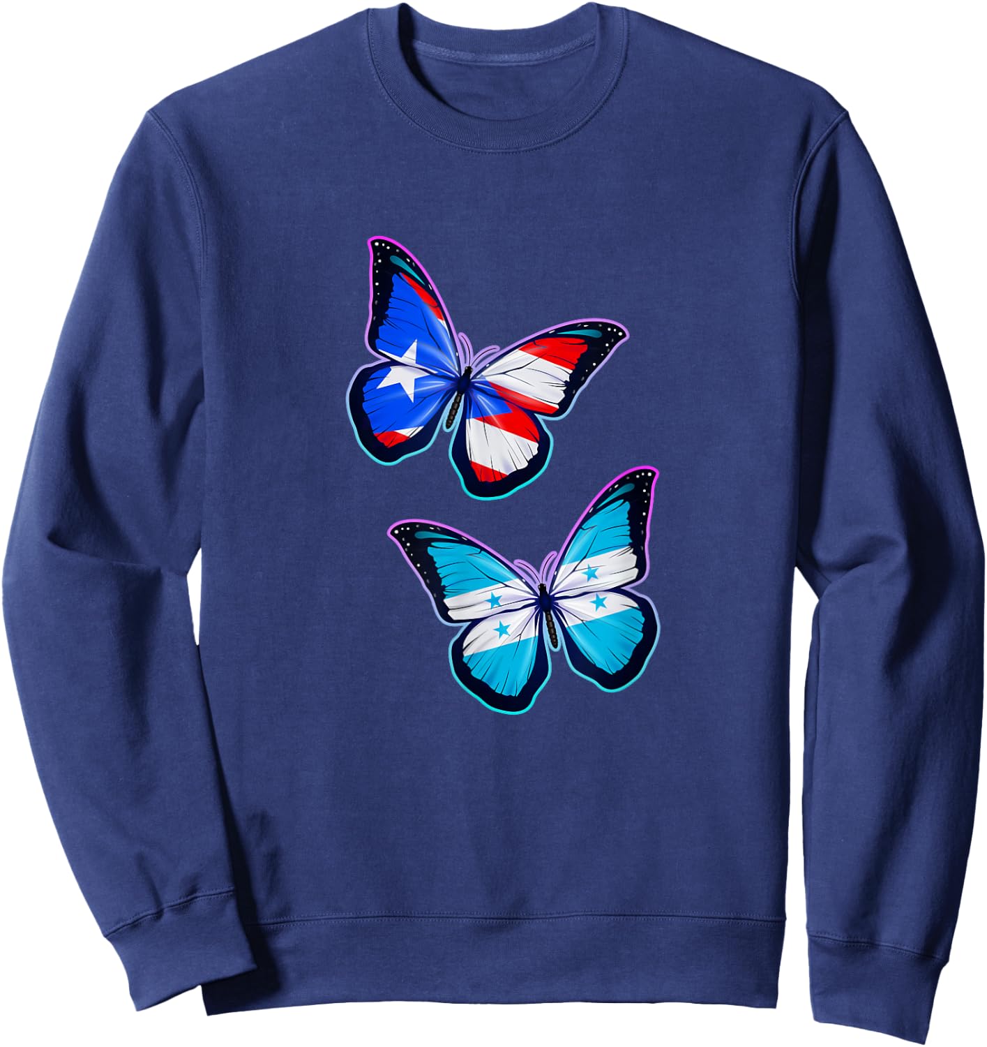 Honduras Puerto Rico bicultural roots. Butterfly version Sweatshirt - Sweatshirt | Navy