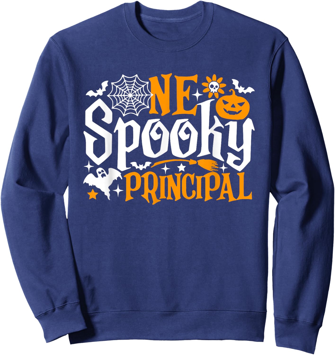 One Spooky Principal Funny Halloween Costume Sweatshirt - Sweatshirt | Navy