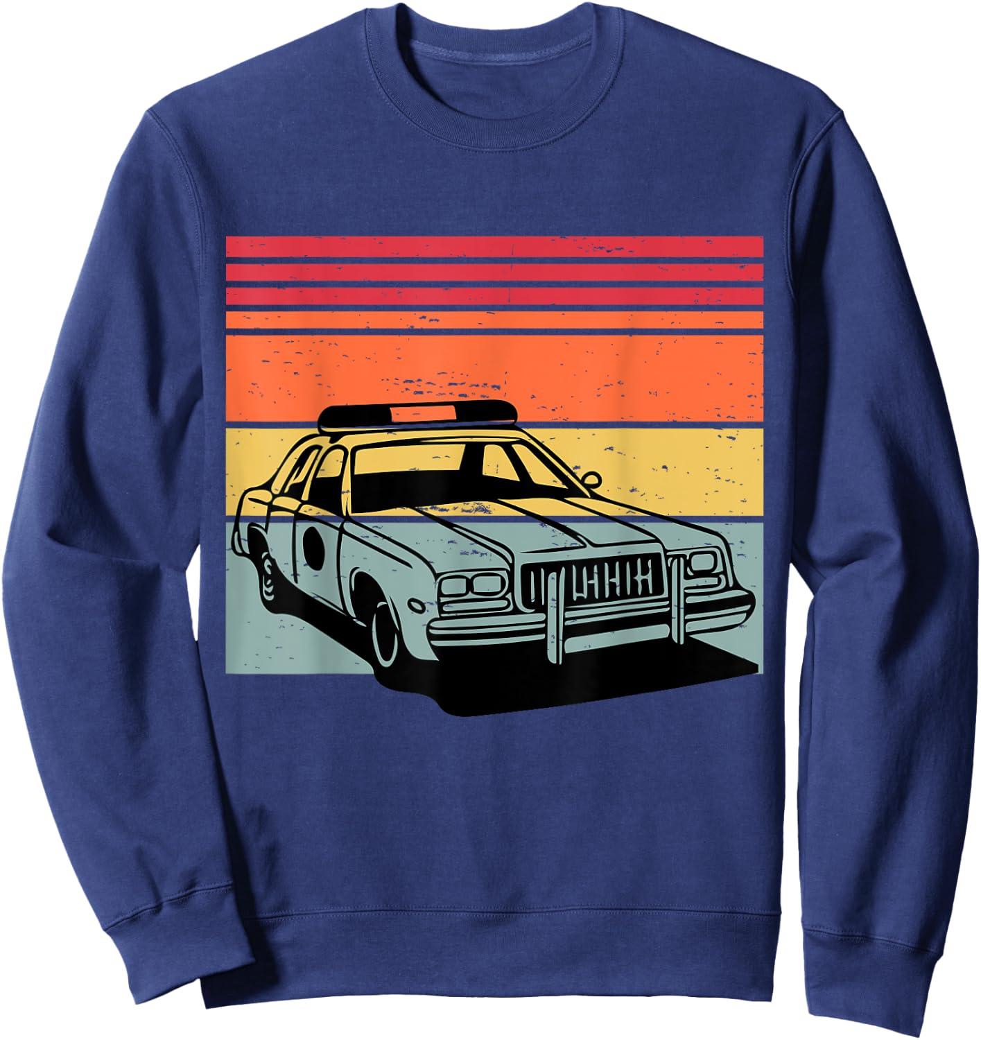 Police Car TV Cop Shows Vintage Retro 70s & 80's Sunset Sweatshirt - Sweatshirt | Navy