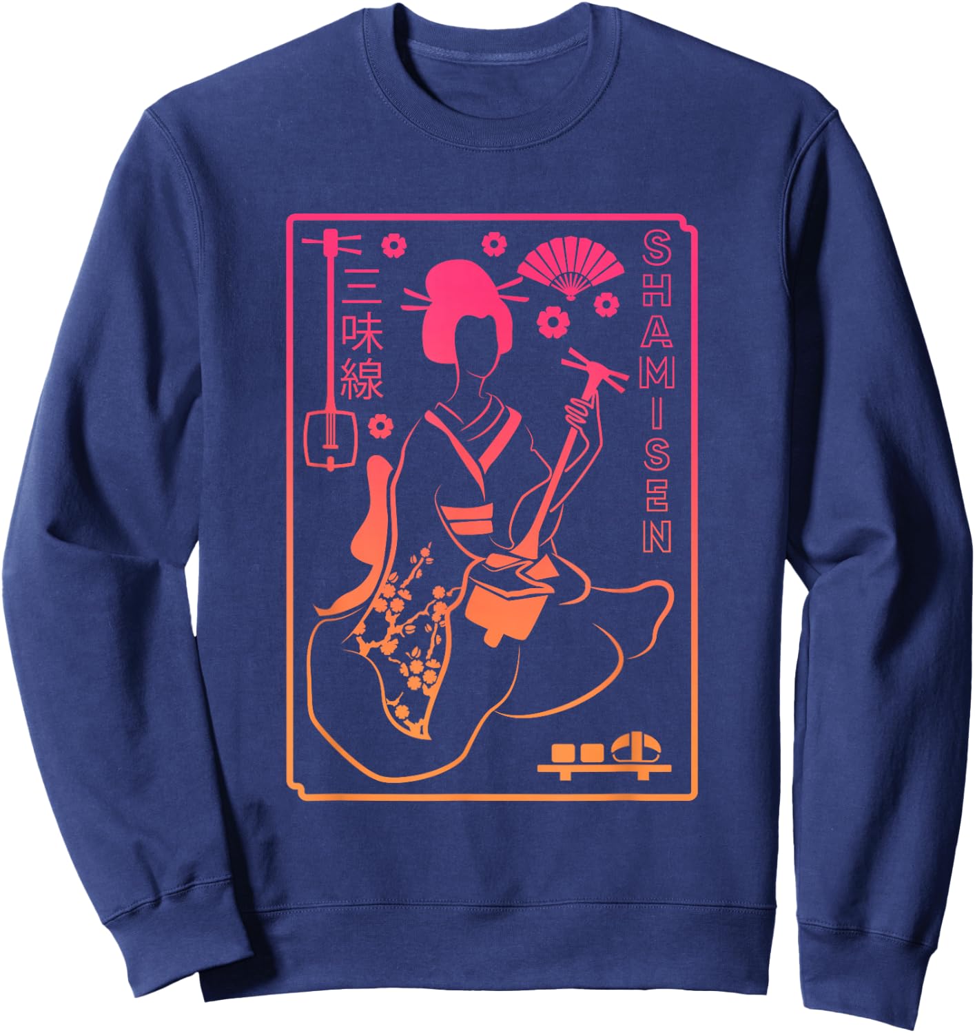 Shamisen | Japanese Culture Geisha | Musical Instrument Sweatshirt - Sweatshirt | Navy