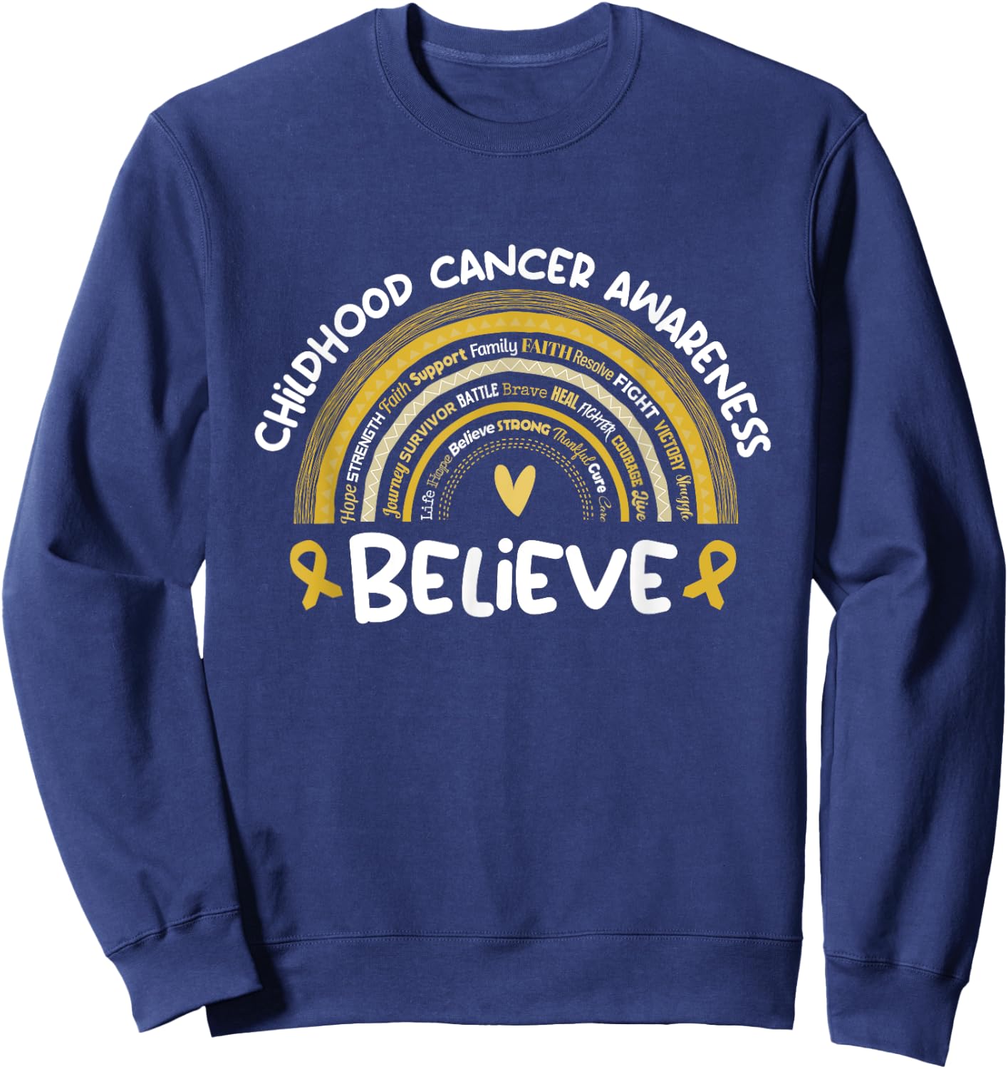 Believe | Childhood Cancer Awareness Month Sweatshirt - Sweatshirt | Navy