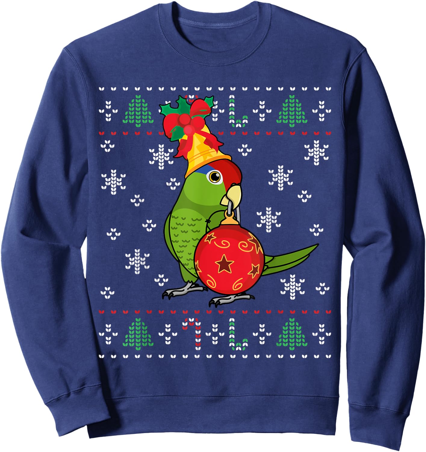 Mexican Red-headed Amazon Parrot I Ugly Christmas Sweatshirt - Sweatshirt | Navy