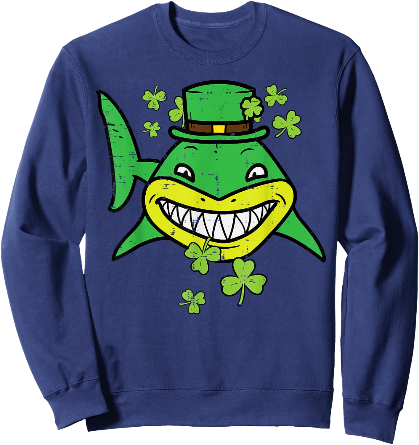 St Patricks Day Shark Saint Paddys Pattys Irish Men Boys Kid Sweatshirt - Sweatshirt | Navy