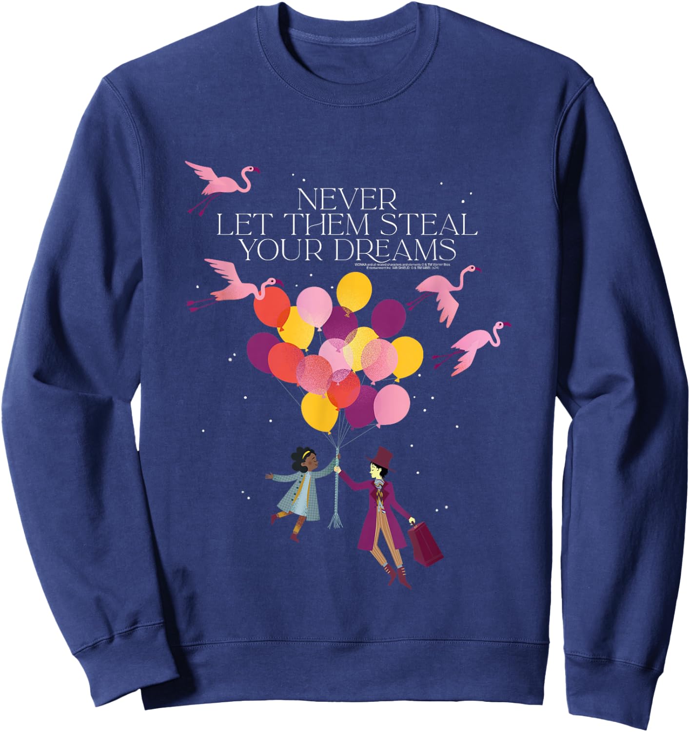 Wonka Movie Noodle and Wonka Balloon Silhouettes Sweatshirt - Sweatshirt | Navy