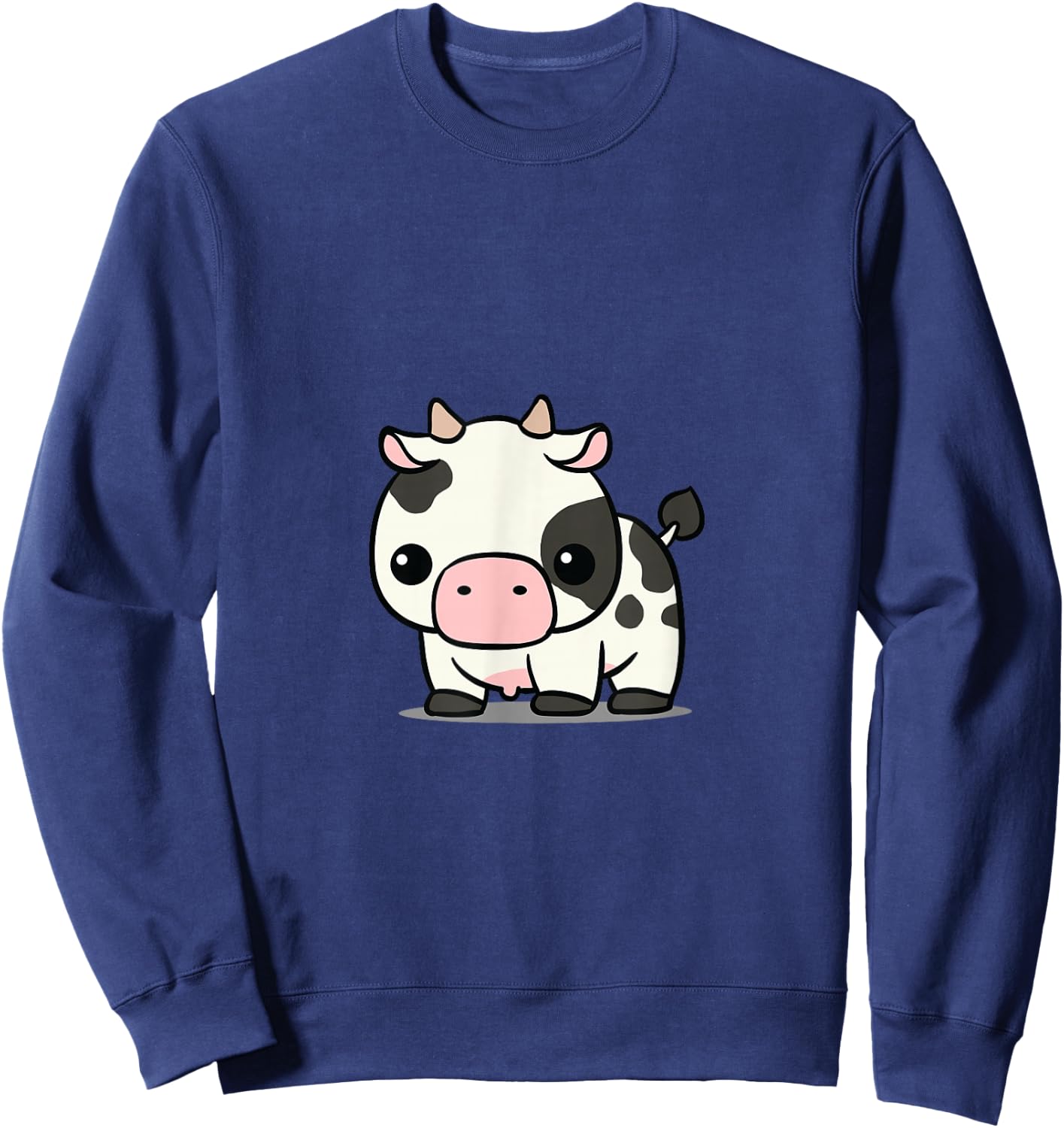 Chibi Kawaii Cow Farmer Farm Animal Lover Sweatshirt - Sweatshirt | Navy