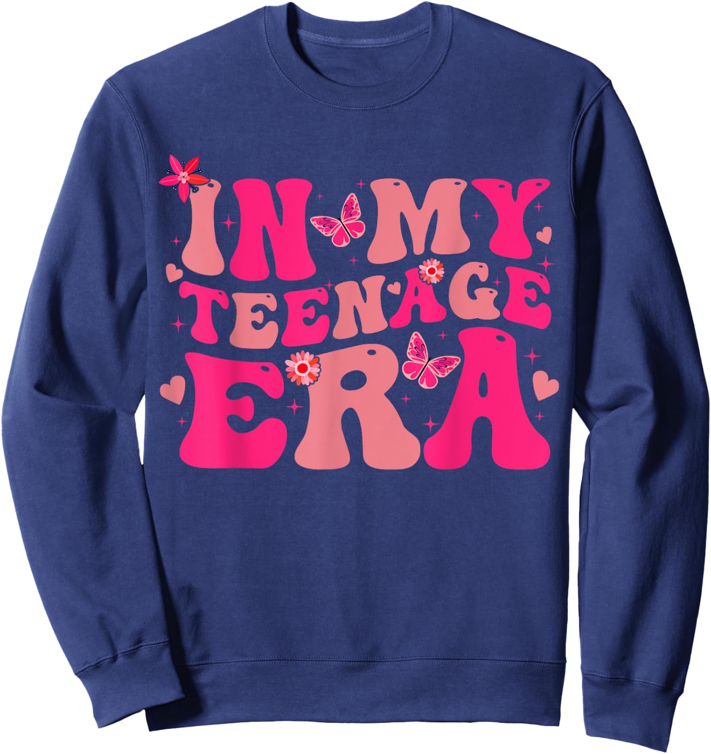 In My Teenage Era Retro Groovy 13 to 19 years Teenager Sweatshirt - Sweatshirt | Navy