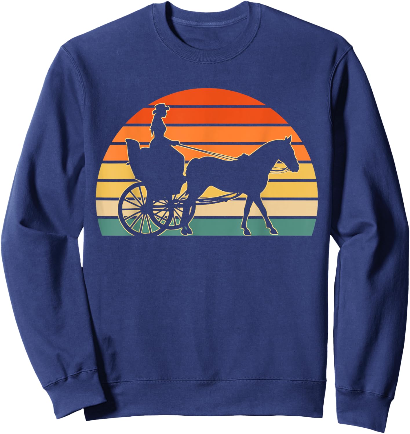 Horse Carriage Driving Women Horse Riding Cowgirl Sweatshirt - Sweatshirt | Navy