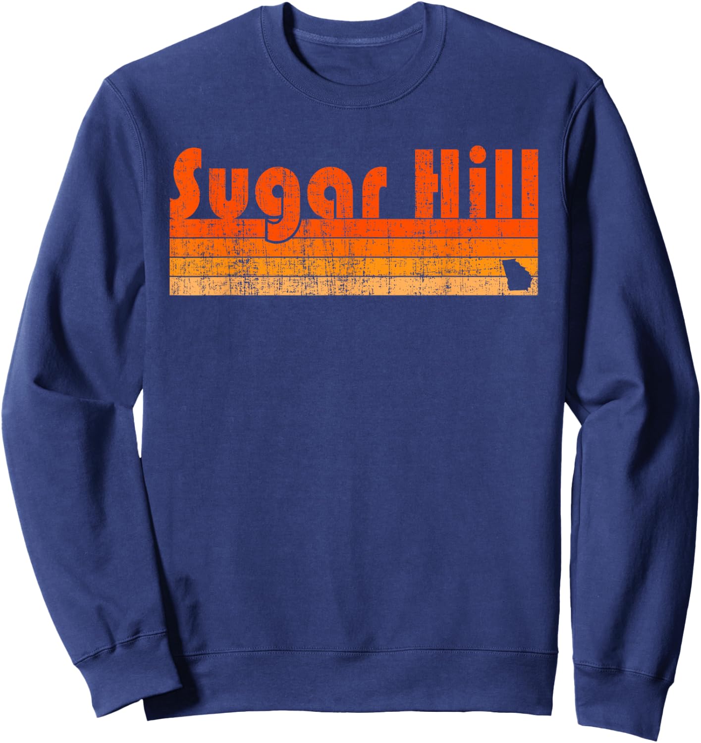Sugar Hill, Georgia Retro 80s Style Sweatshirt - Sweatshirt | Navy