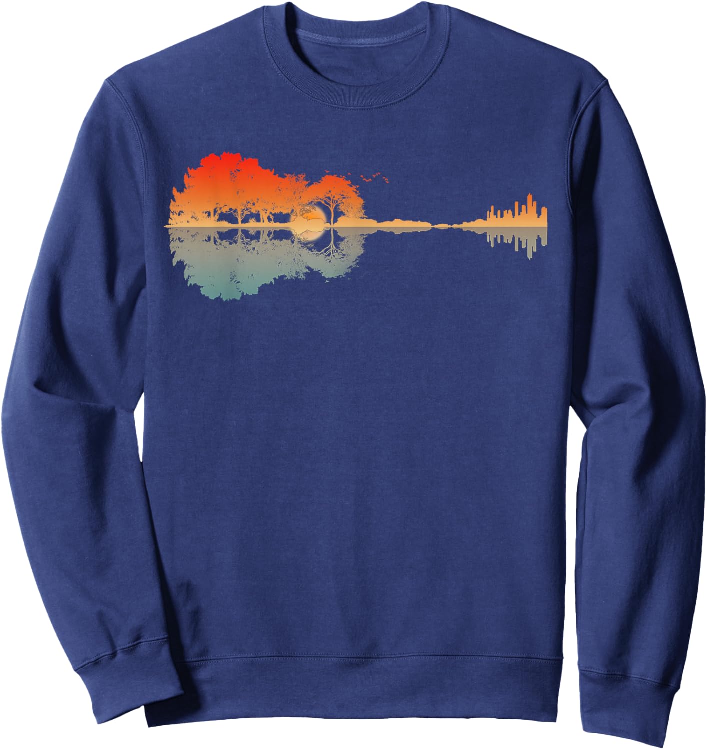 Vintage Guitar Forest Music Guitar Lover Guitarist Men Women Sweatshirt - Sweatshirt | Navy