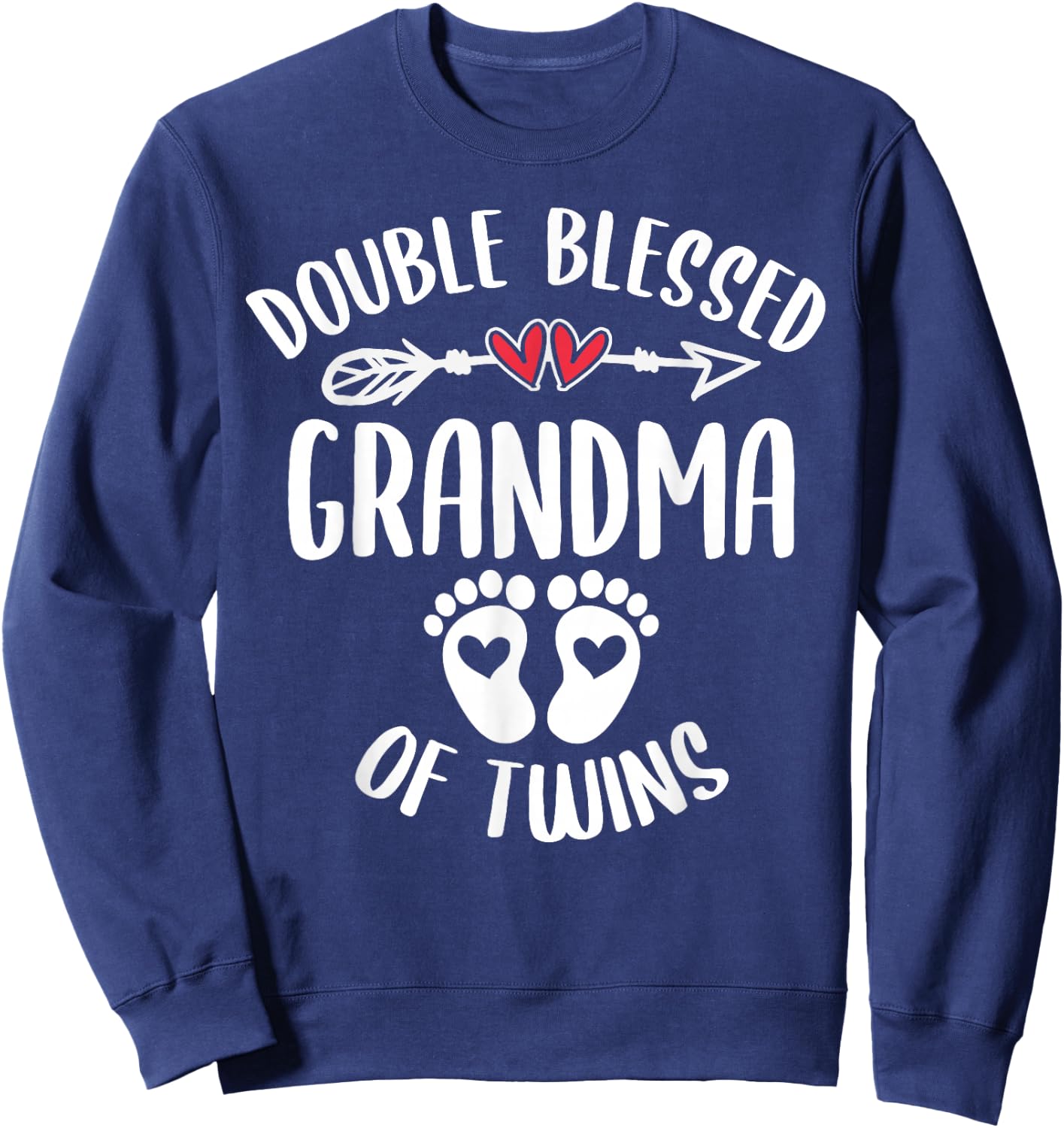 Double Blessed Grandma Of Twins - Funny Twin Grandmother Sweatshirt - Sweatshirt | Navy